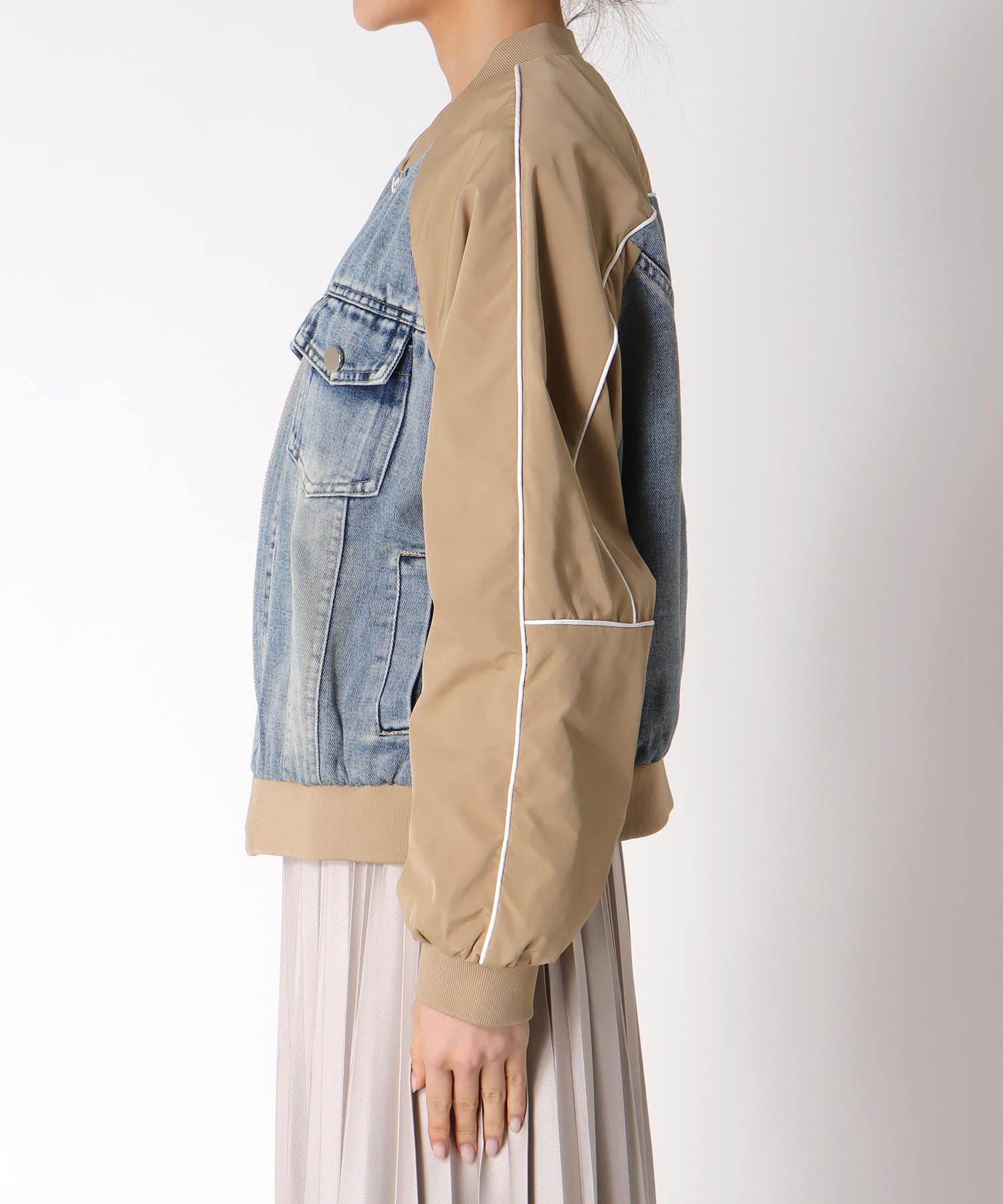 ナイロンデニムドッキングブルゾン