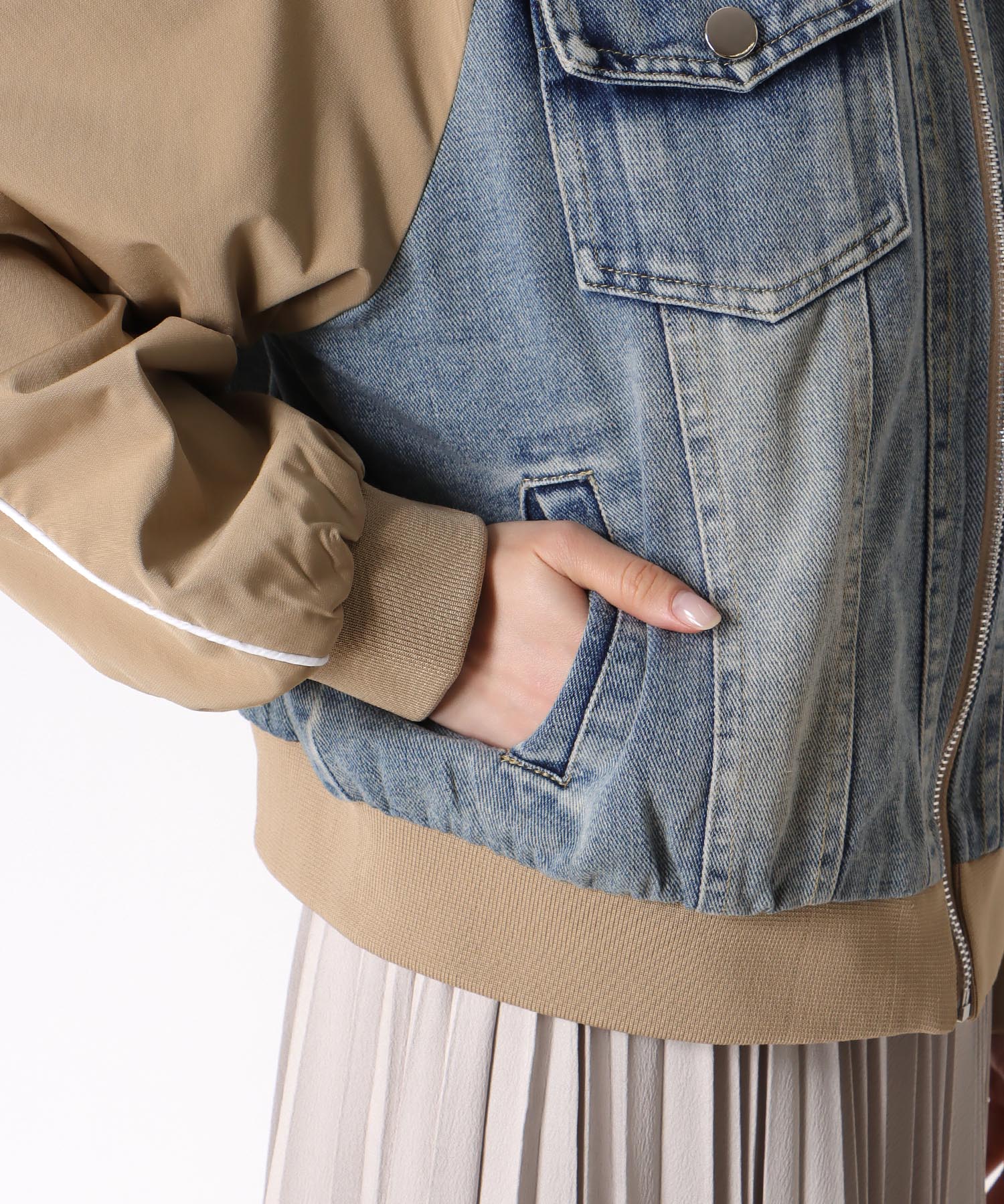 ナイロンデニムドッキングブルゾン