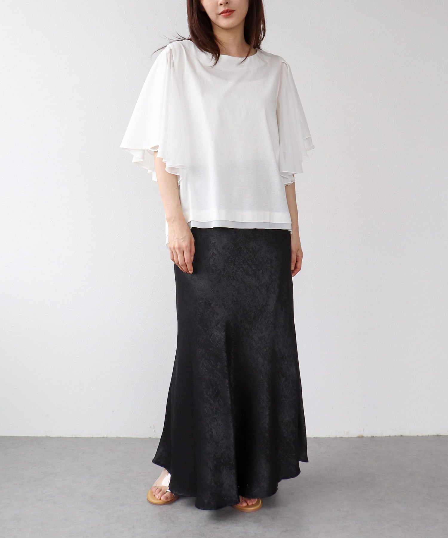 Wシルケットシフォンドッキングプルオーバー