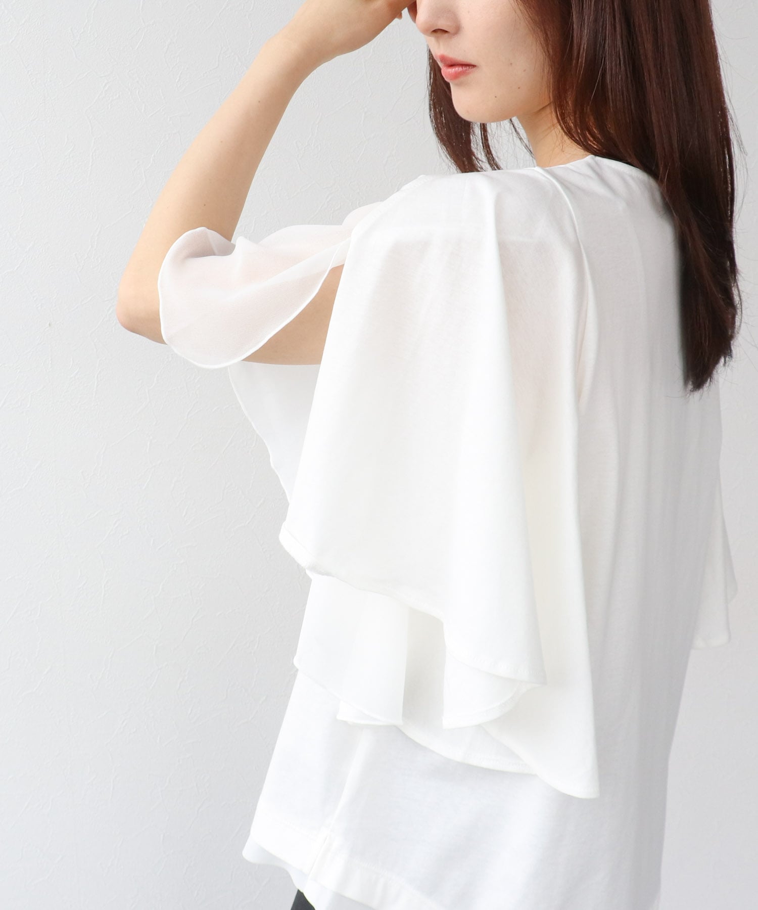 Wシルケットシフォンドッキングプルオーバー