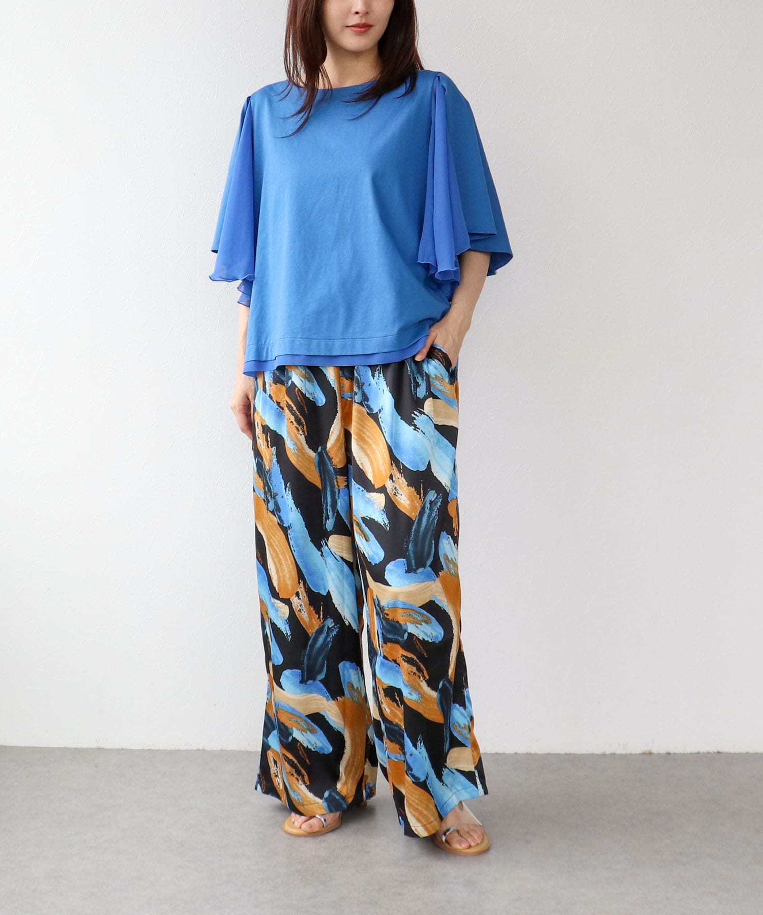 Wシルケットシフォンドッキングプルオーバー