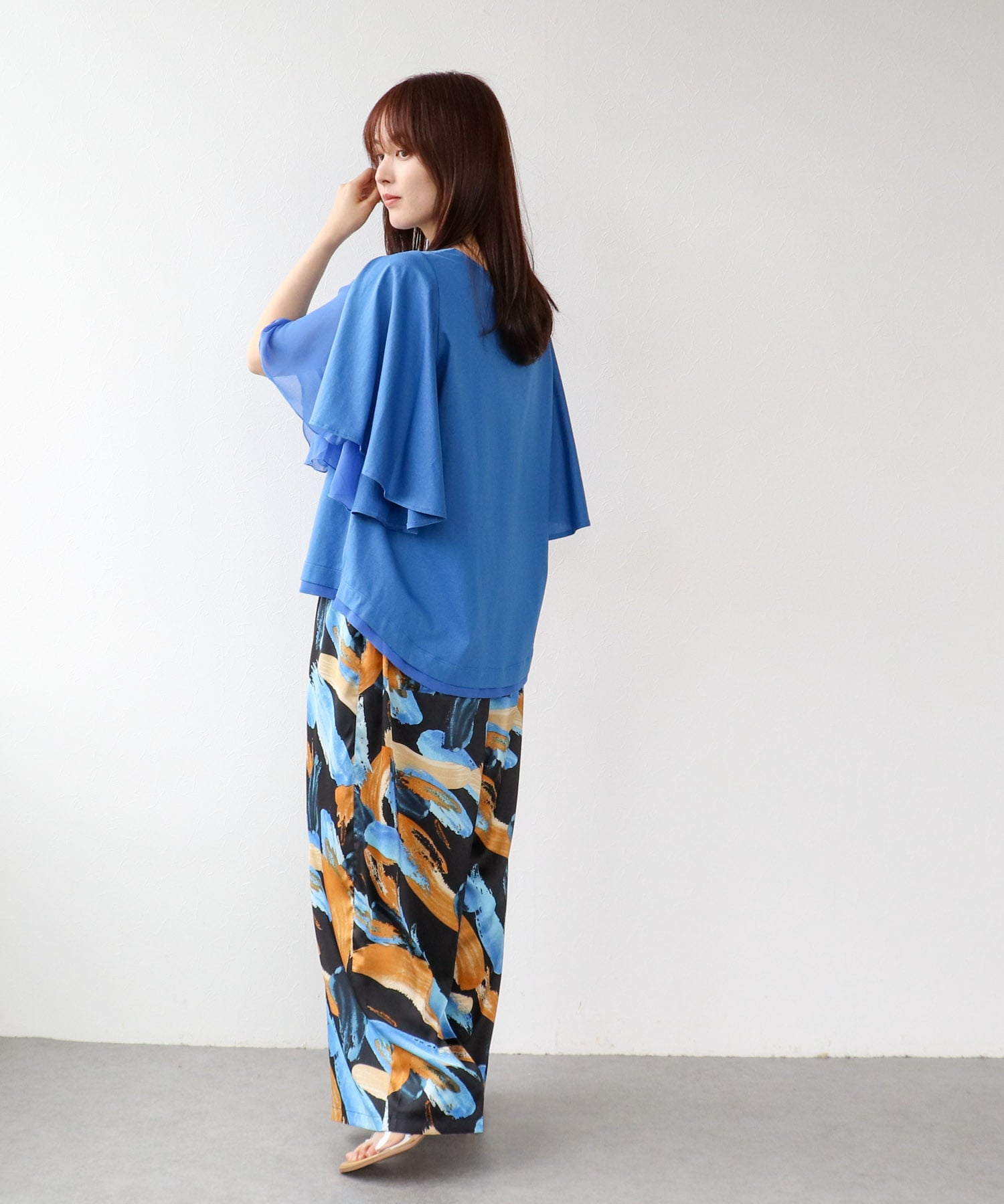 Wシルケットシフォンドッキングプルオーバー