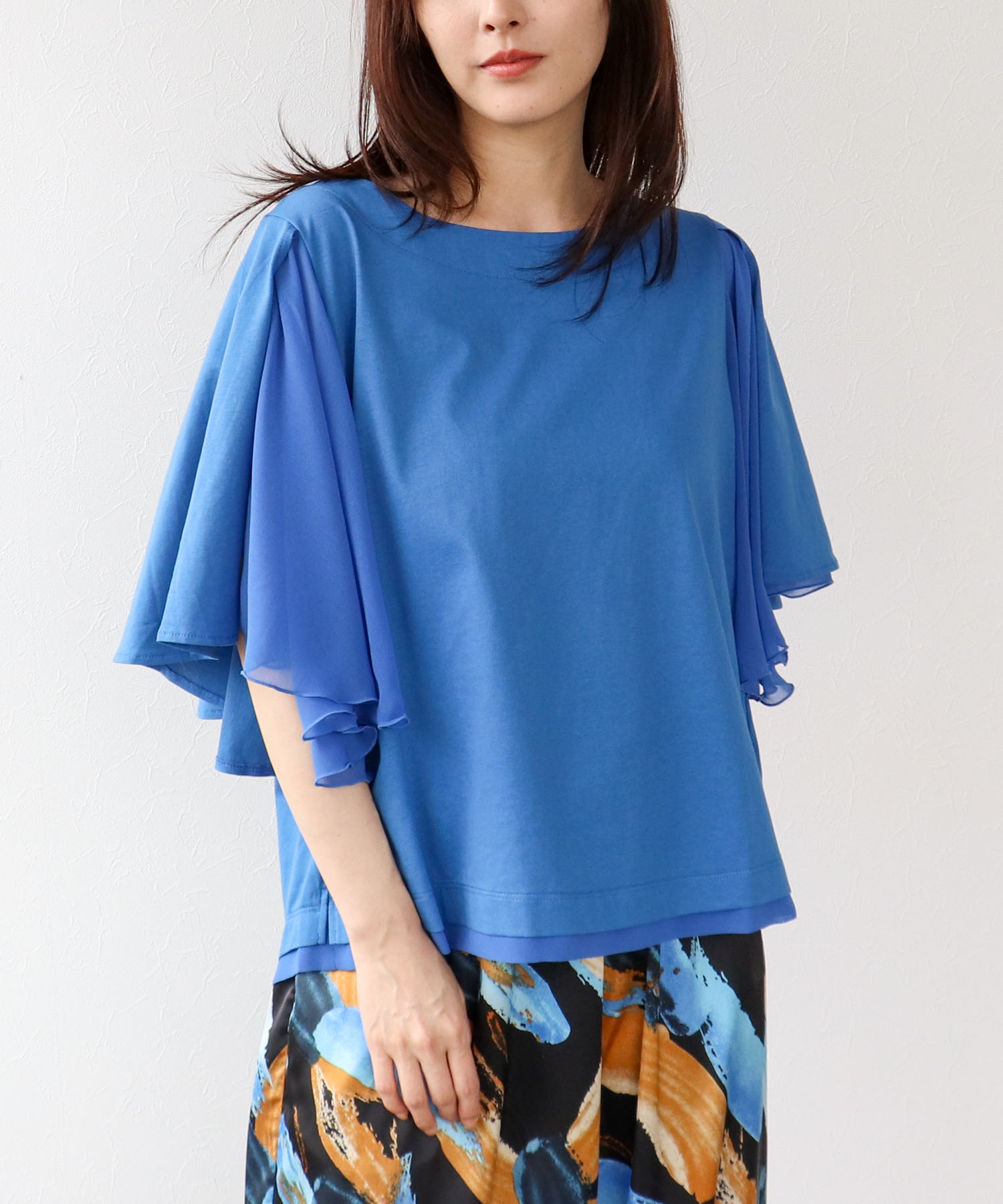 Wシルケットシフォンドッキングプルオーバー