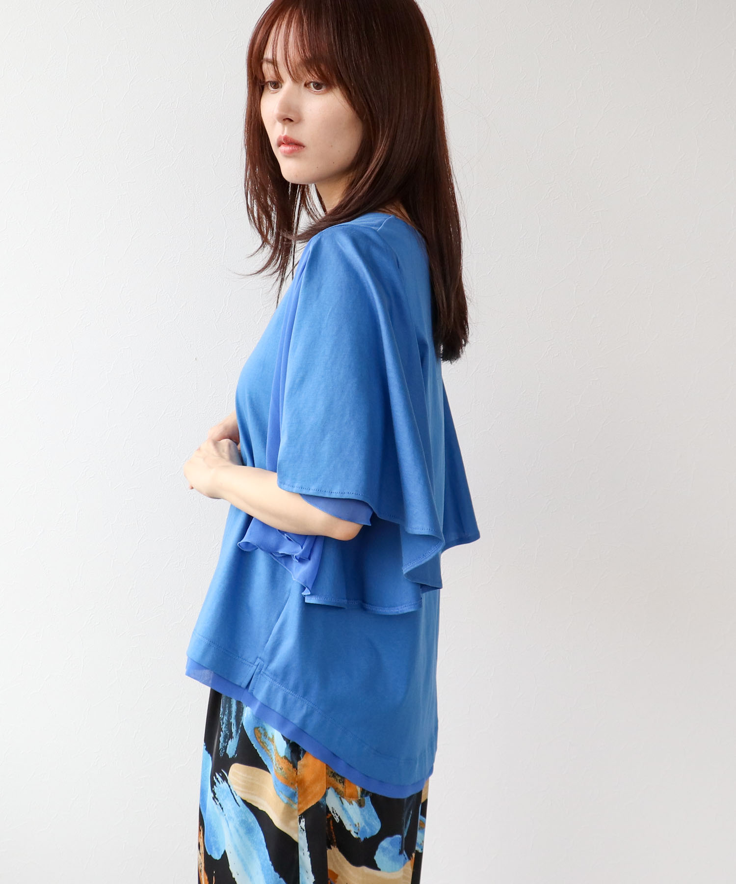 Wシルケットシフォンドッキングプルオーバー