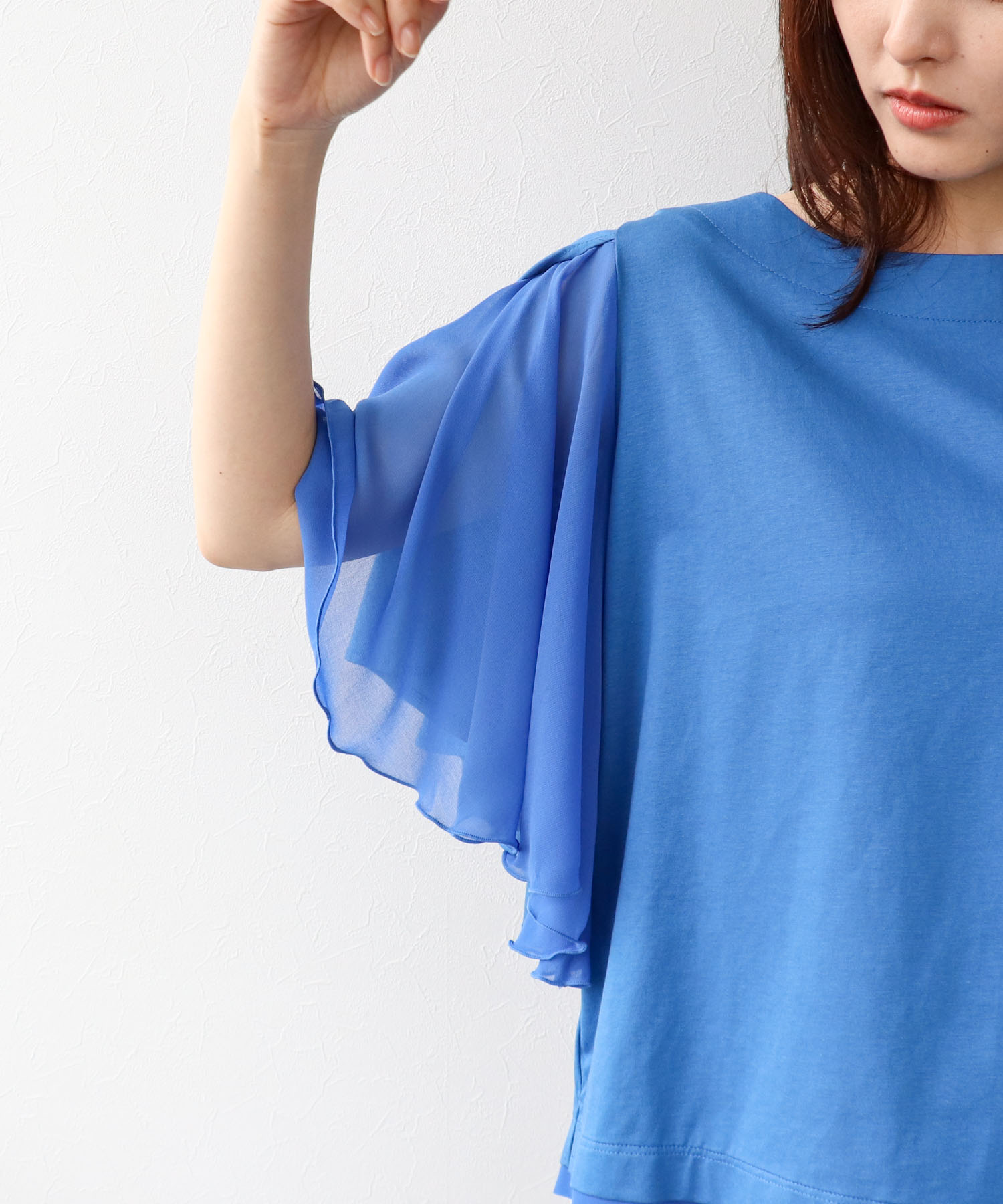 Wシルケットシフォンドッキングプルオーバー