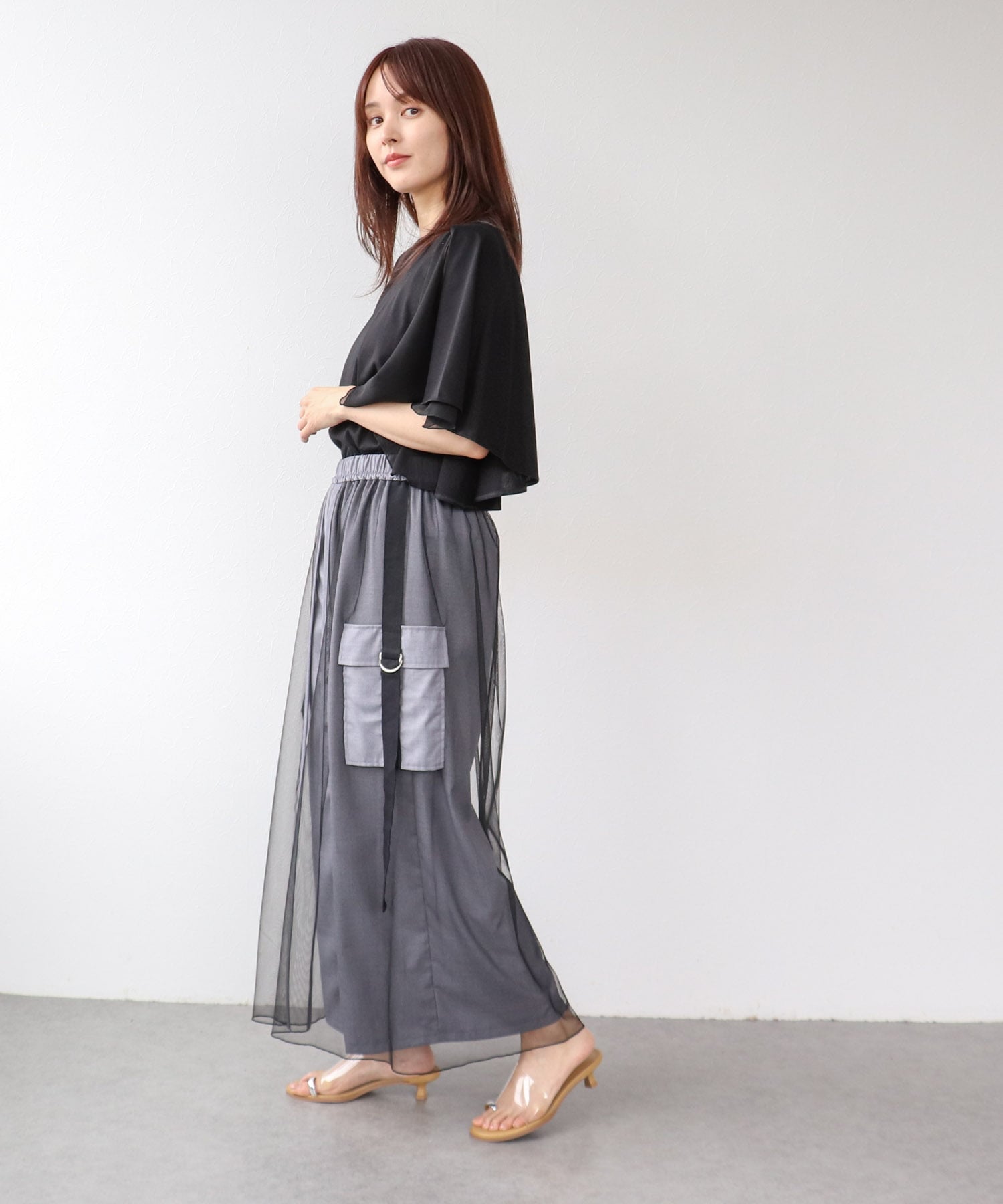 Wシルケットシフォンドッキングプルオーバー