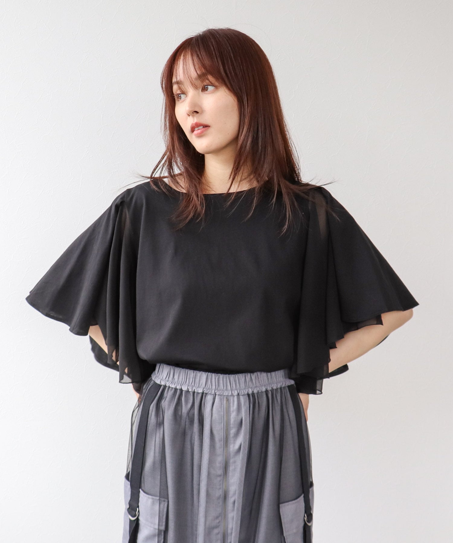 Wシルケットシフォンドッキングプルオーバー