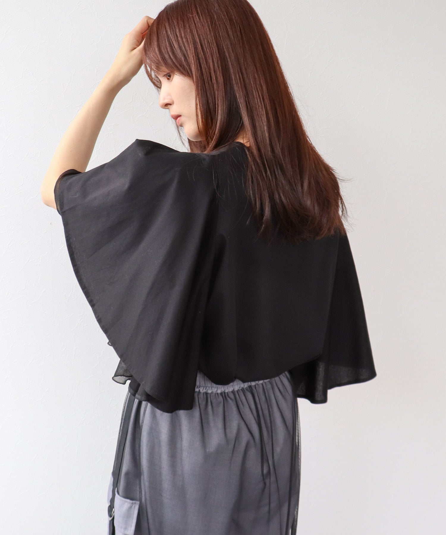 Wシルケットシフォンドッキングプルオーバー