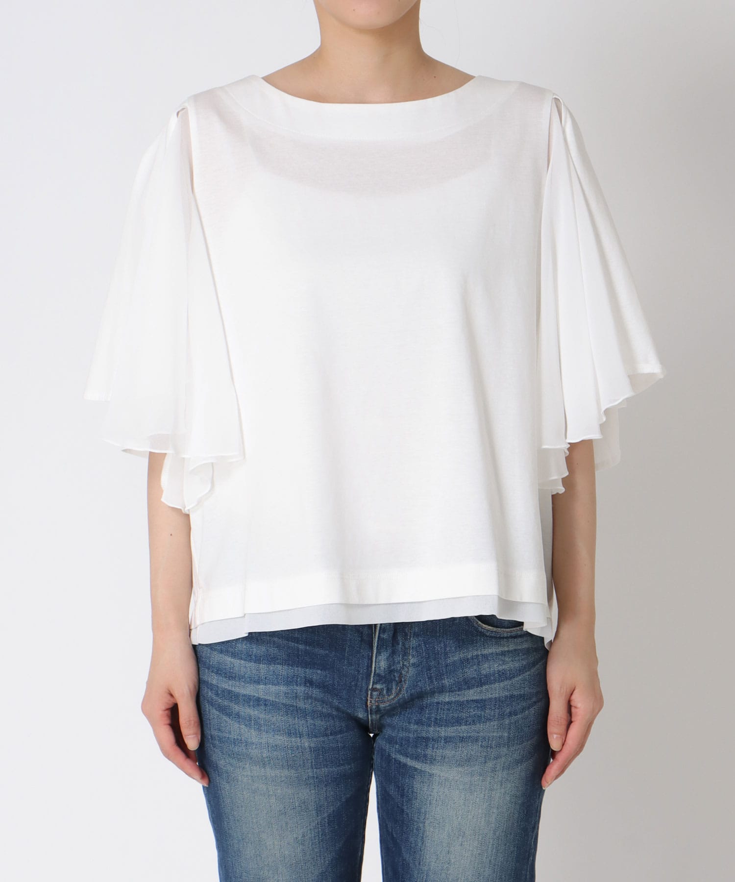 Wシルケットシフォンドッキングプルオーバー