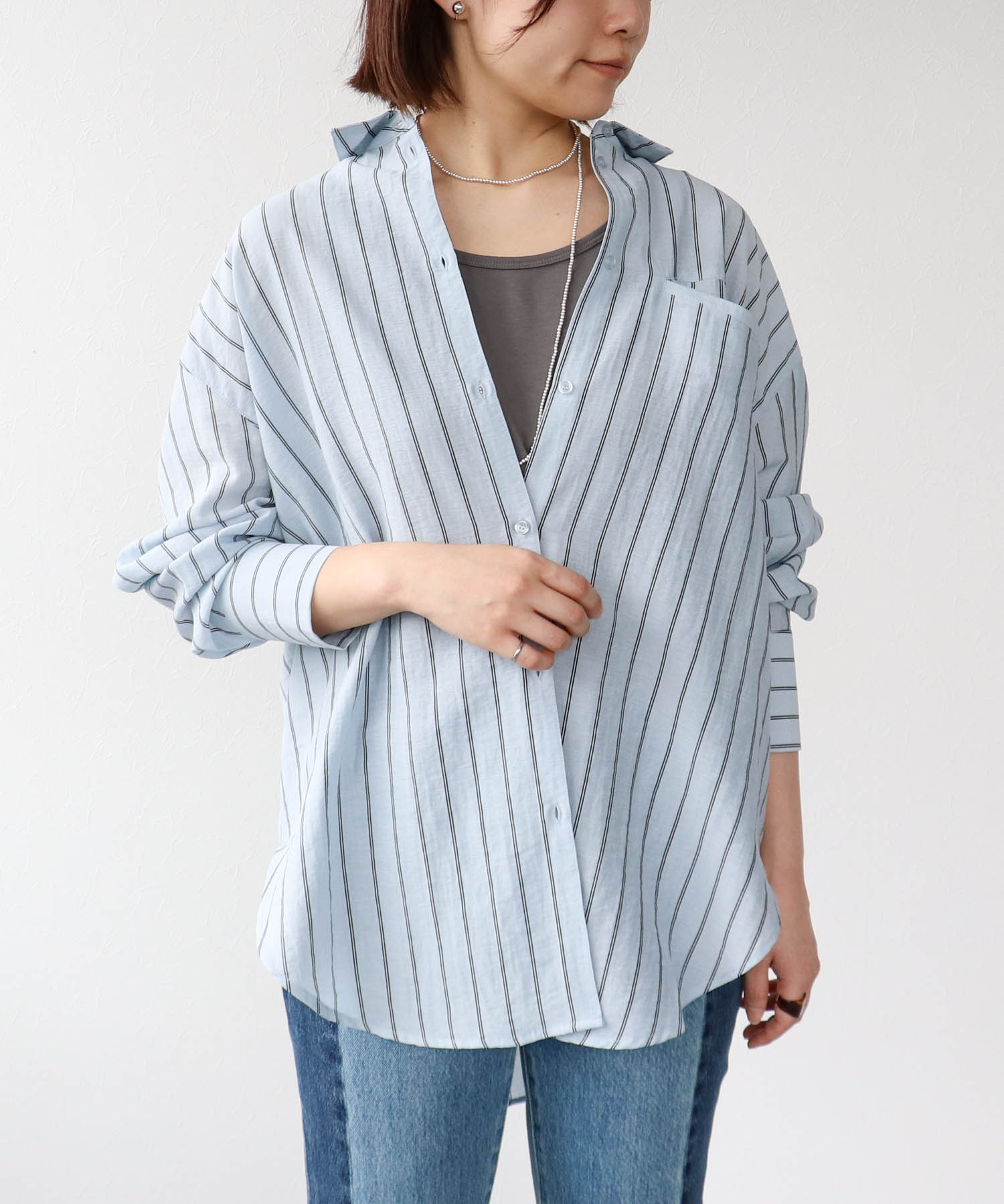 ＜一部店舗・WEB限定＞シアーストライプシャツ