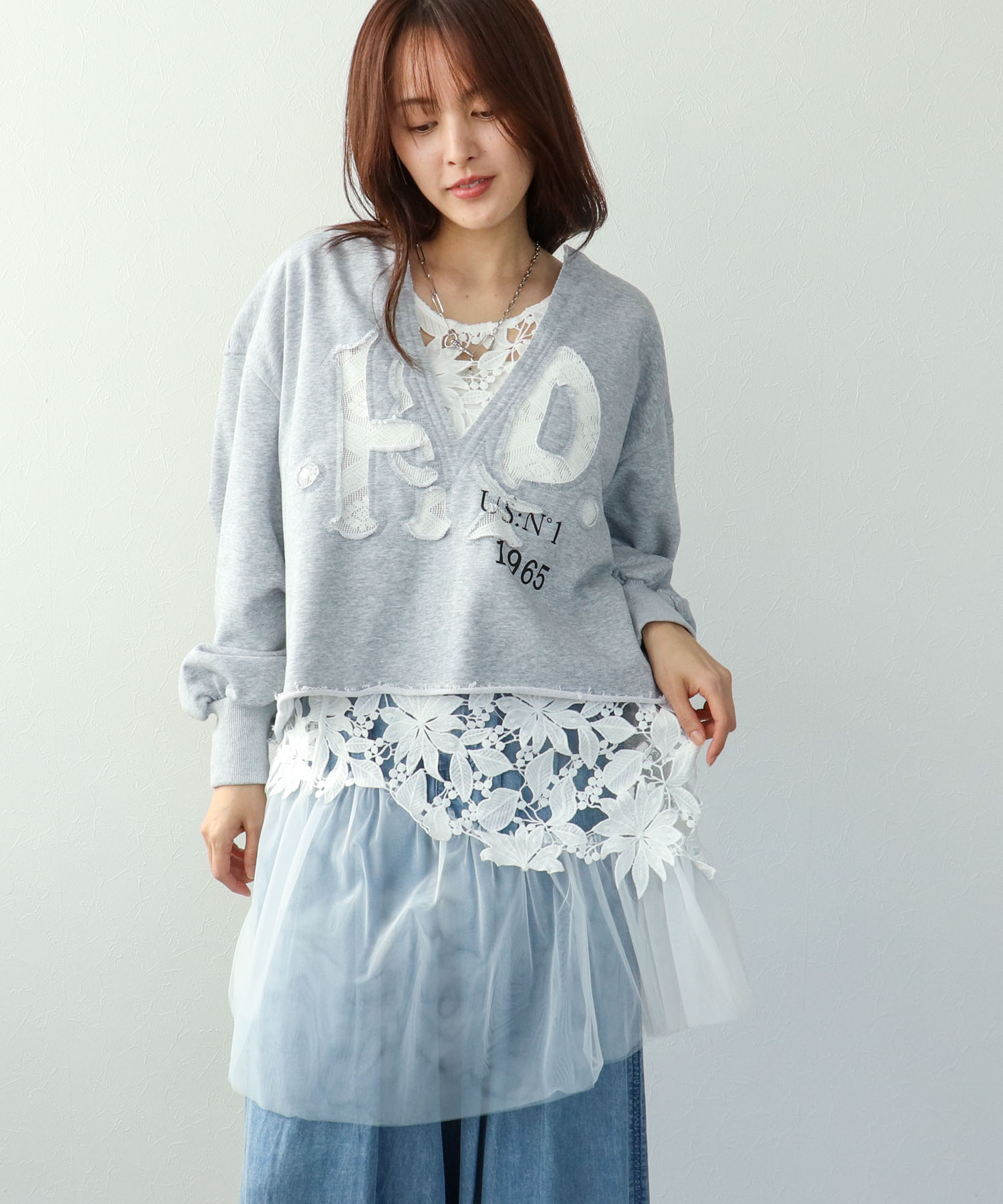 【2/26(木)12時予約開始】ロゴレーススウェットプルオーバー