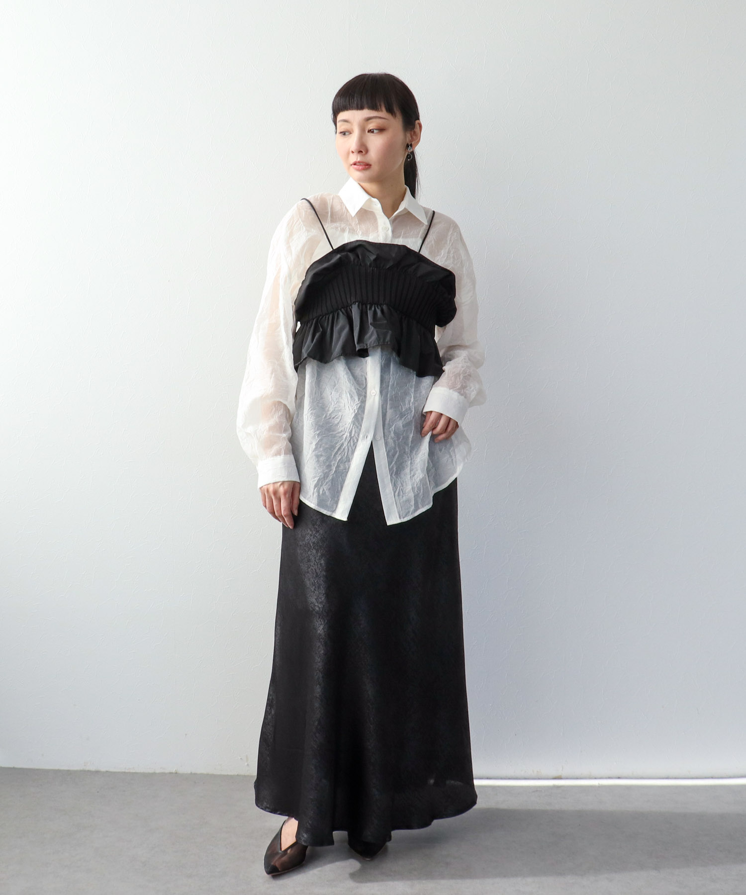 【2/26(木)12時予約開始】ニットタフタビスチェ