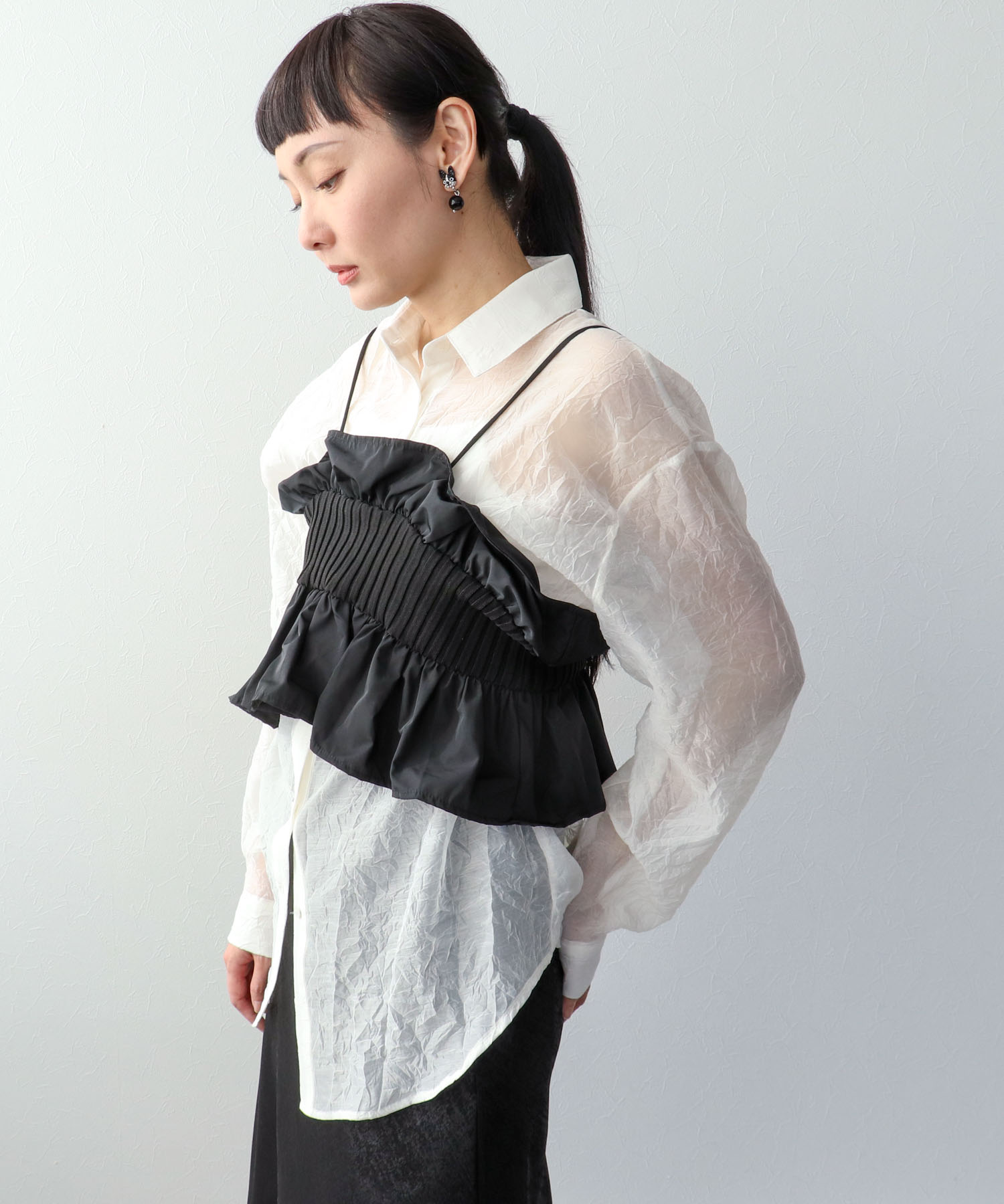 【2/26(木)12時予約開始】ニットタフタビスチェ