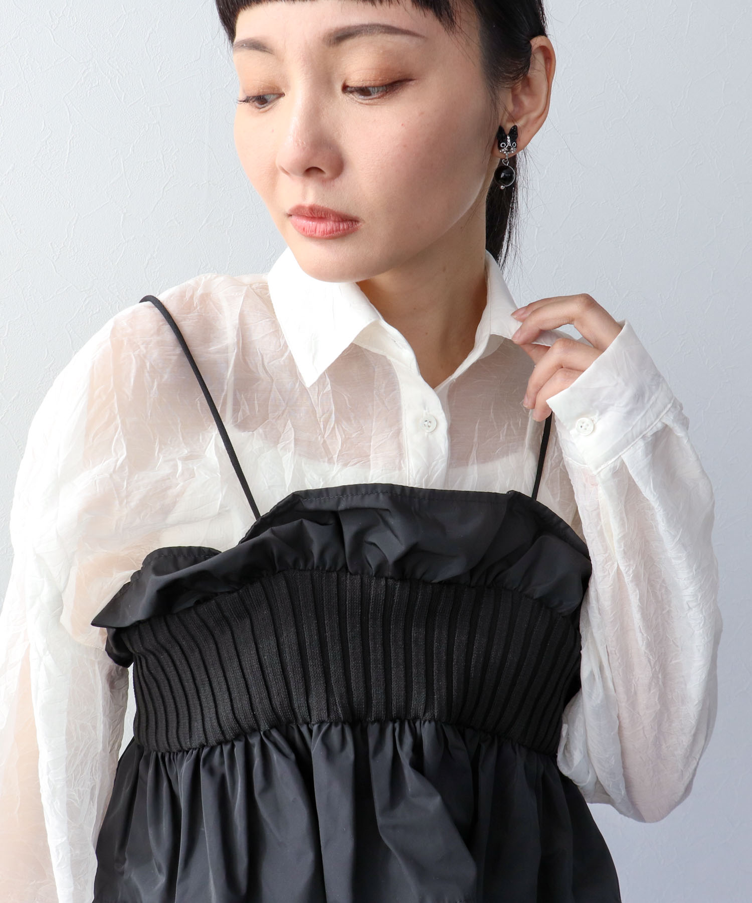 【2/26(木)12時予約開始】ニットタフタビスチェ