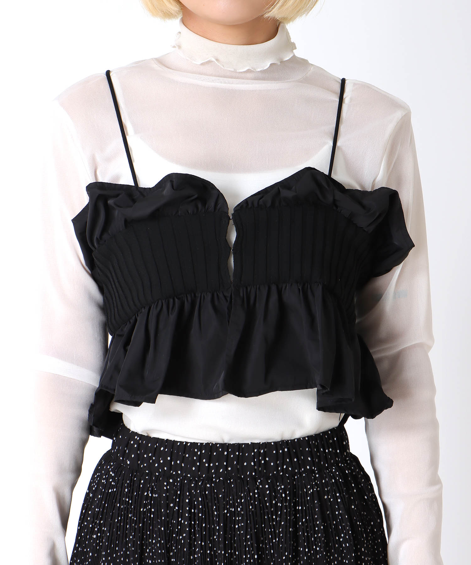 【2/26(木)12時予約開始】ニットタフタビスチェ