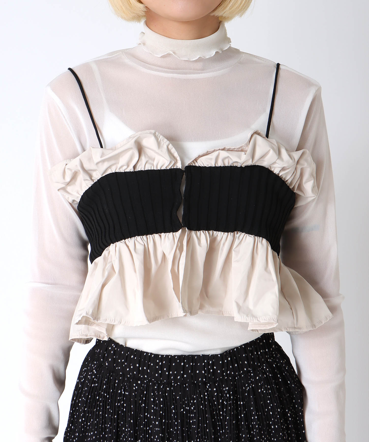 【2/26(木)12時予約開始】ニットタフタビスチェ