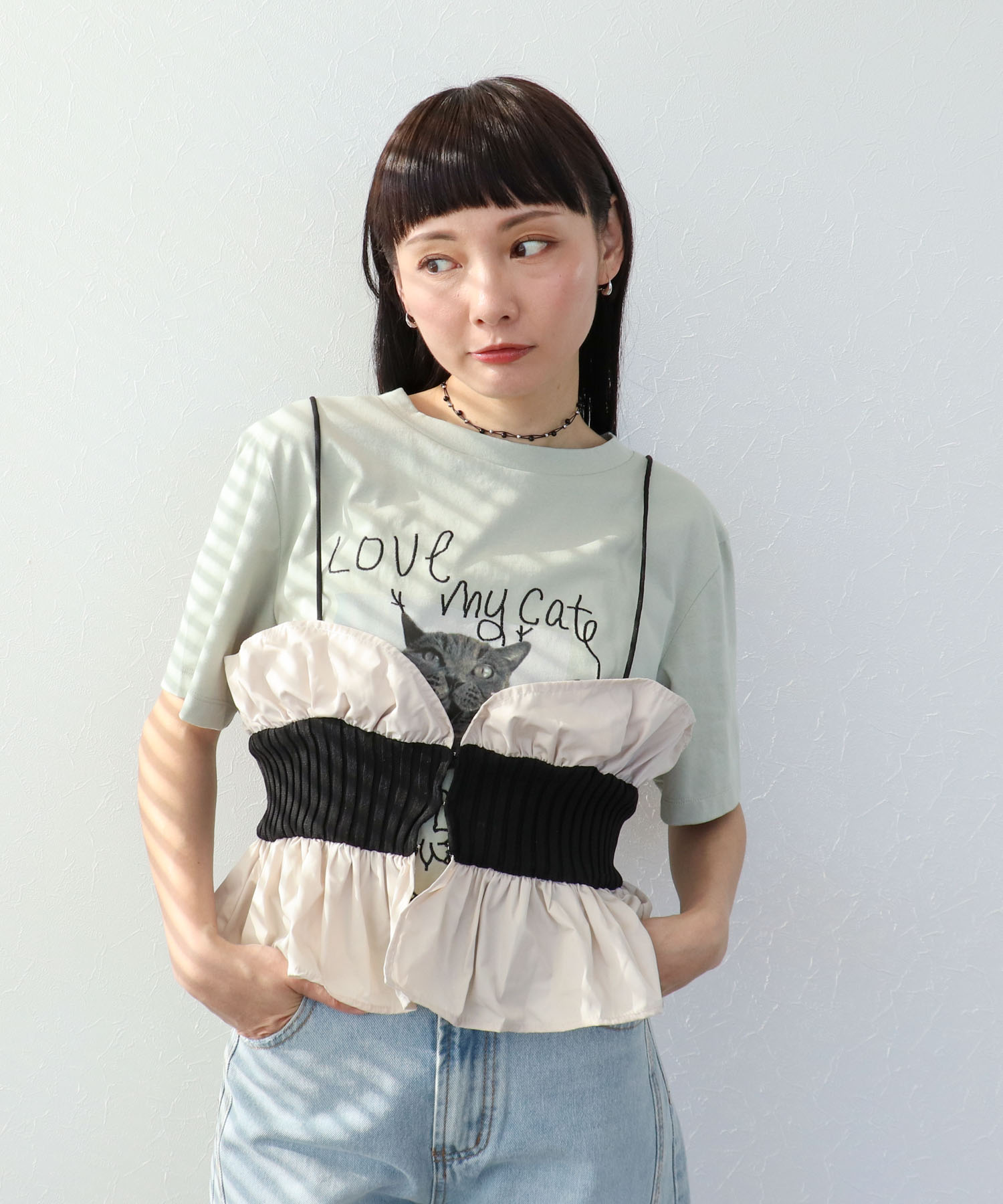 【2/26(木)12時予約開始】ニットタフタビスチェ