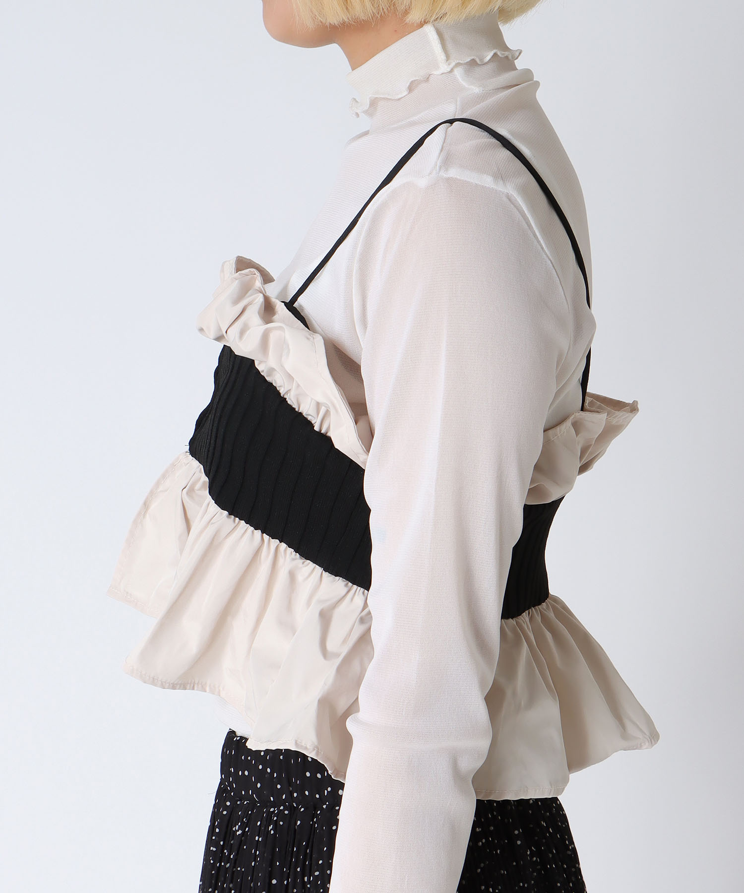 【2/26(木)12時予約開始】ニットタフタビスチェ