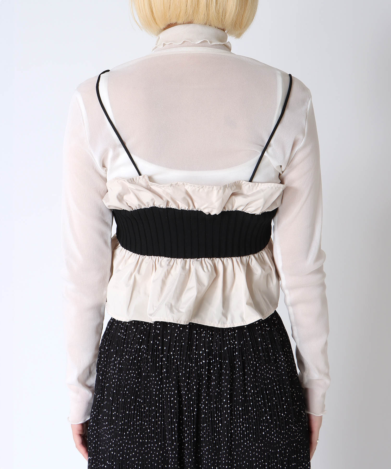 【2/26(木)12時予約開始】ニットタフタビスチェ