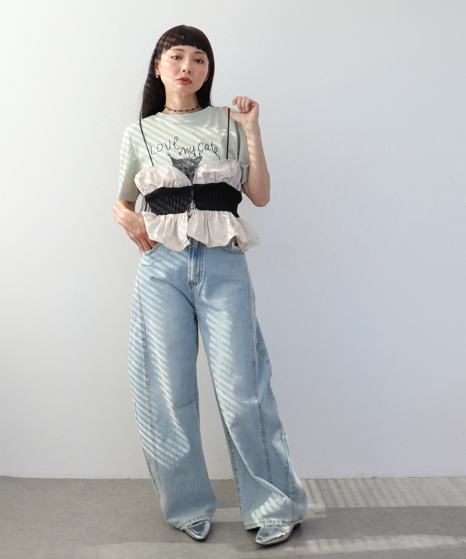 【2/26(木)12時予約開始】ニットタフタビスチェ