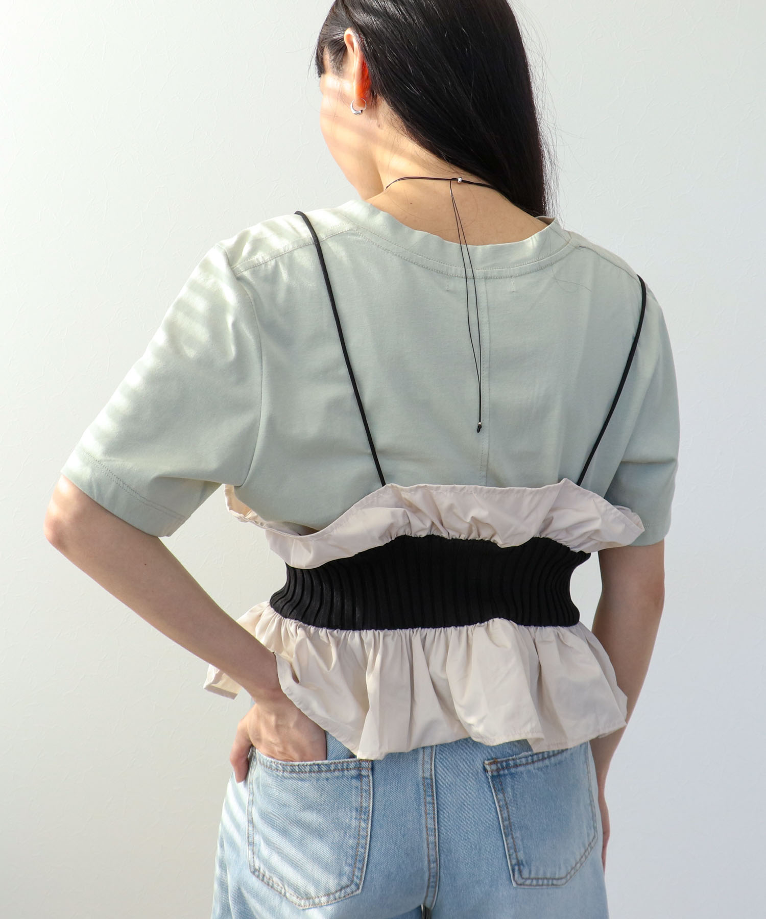 【2/26(木)12時予約開始】ニットタフタビスチェ