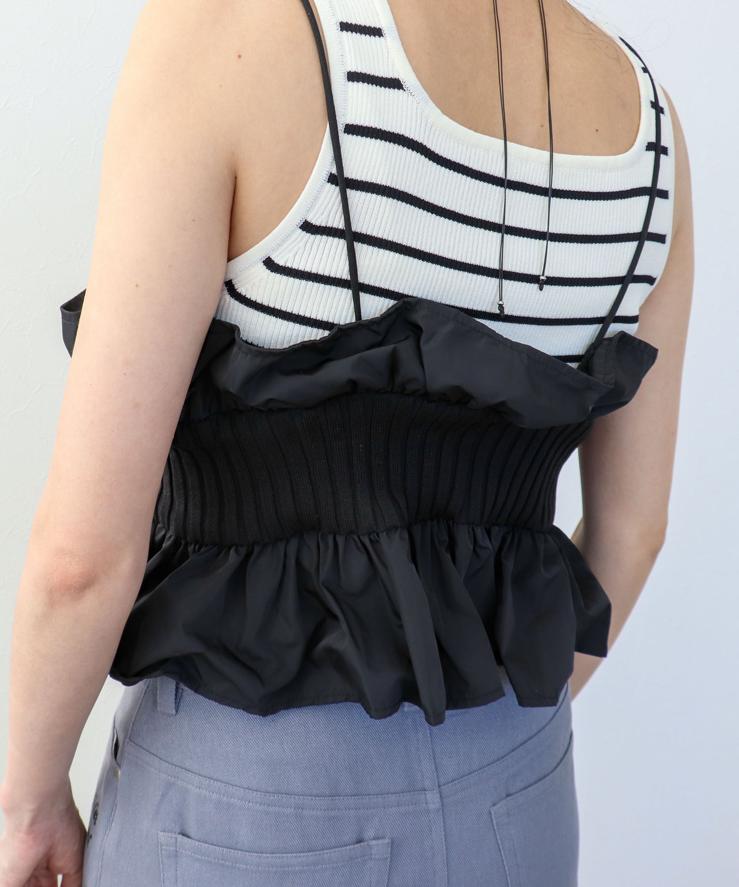 【2/26(木)12時予約開始】ニットタフタビスチェ