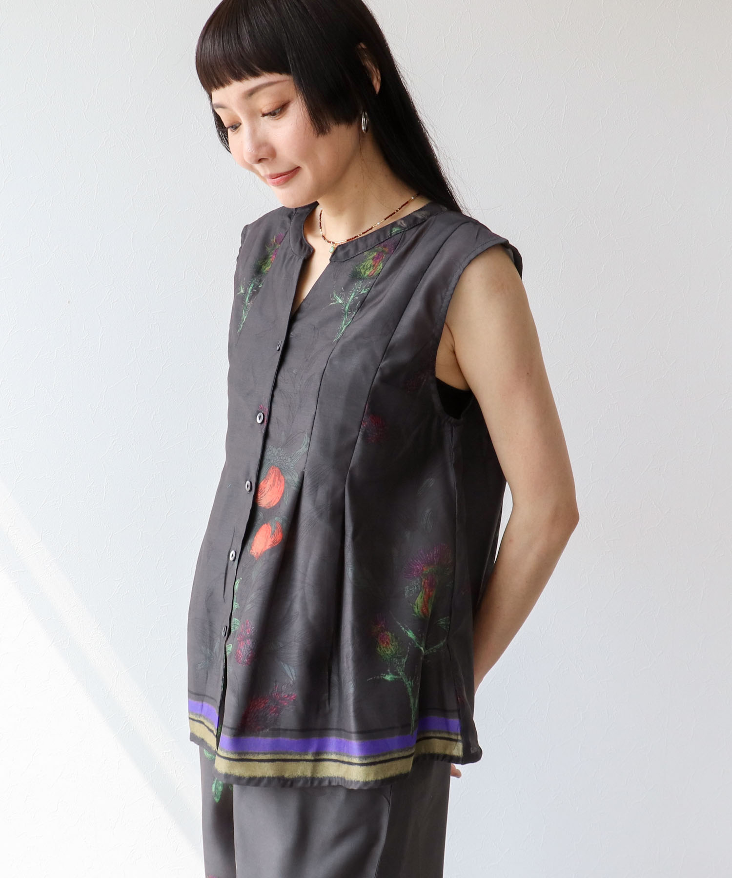 ≪4/16(木)予約開始≫ボタニカルプリントブラウス