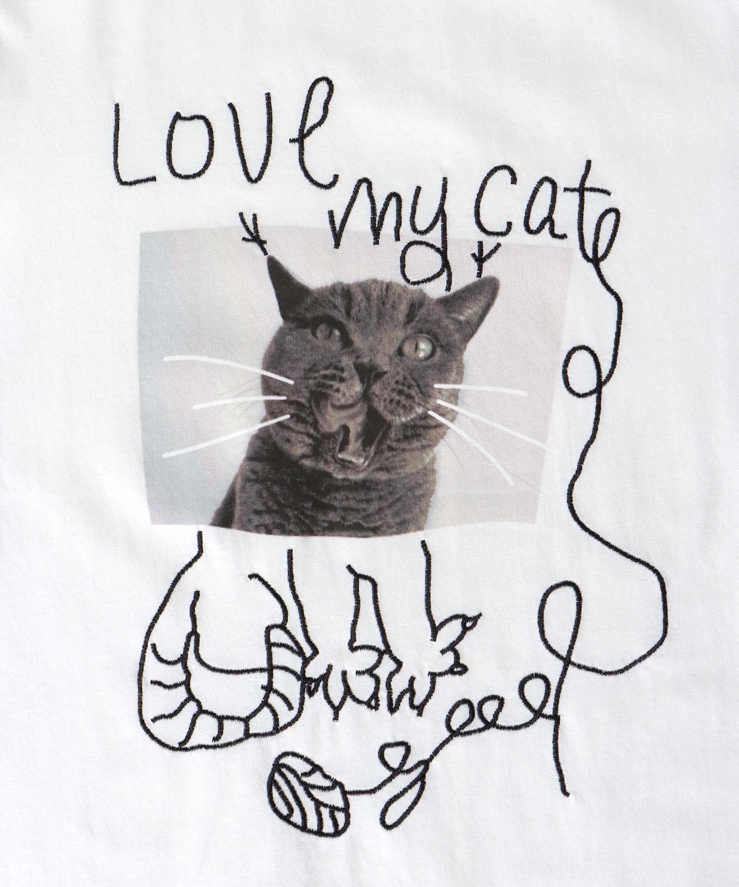 CAT落書き刺繍Tシャツ