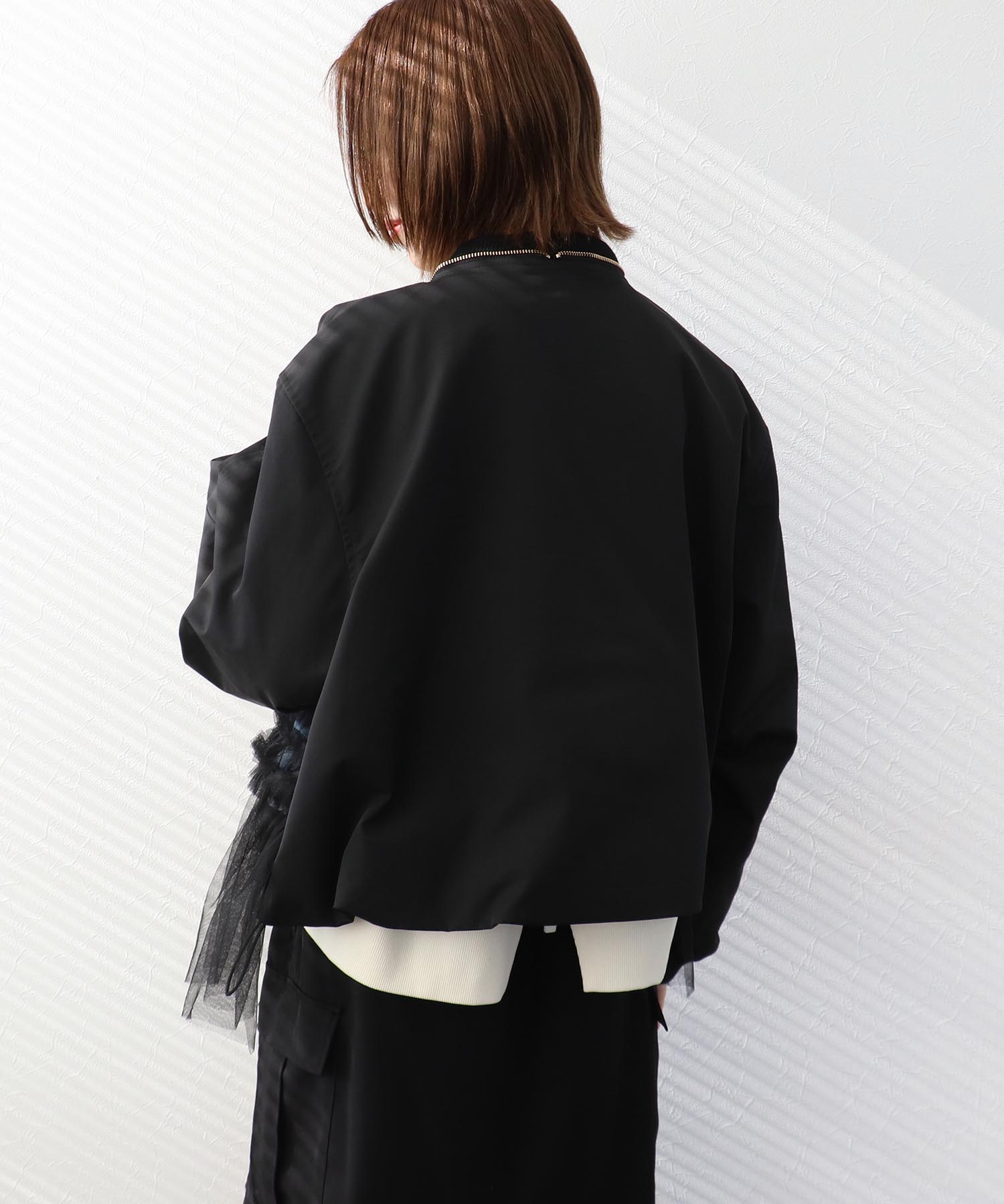 デニムチュールドッキングブルゾン