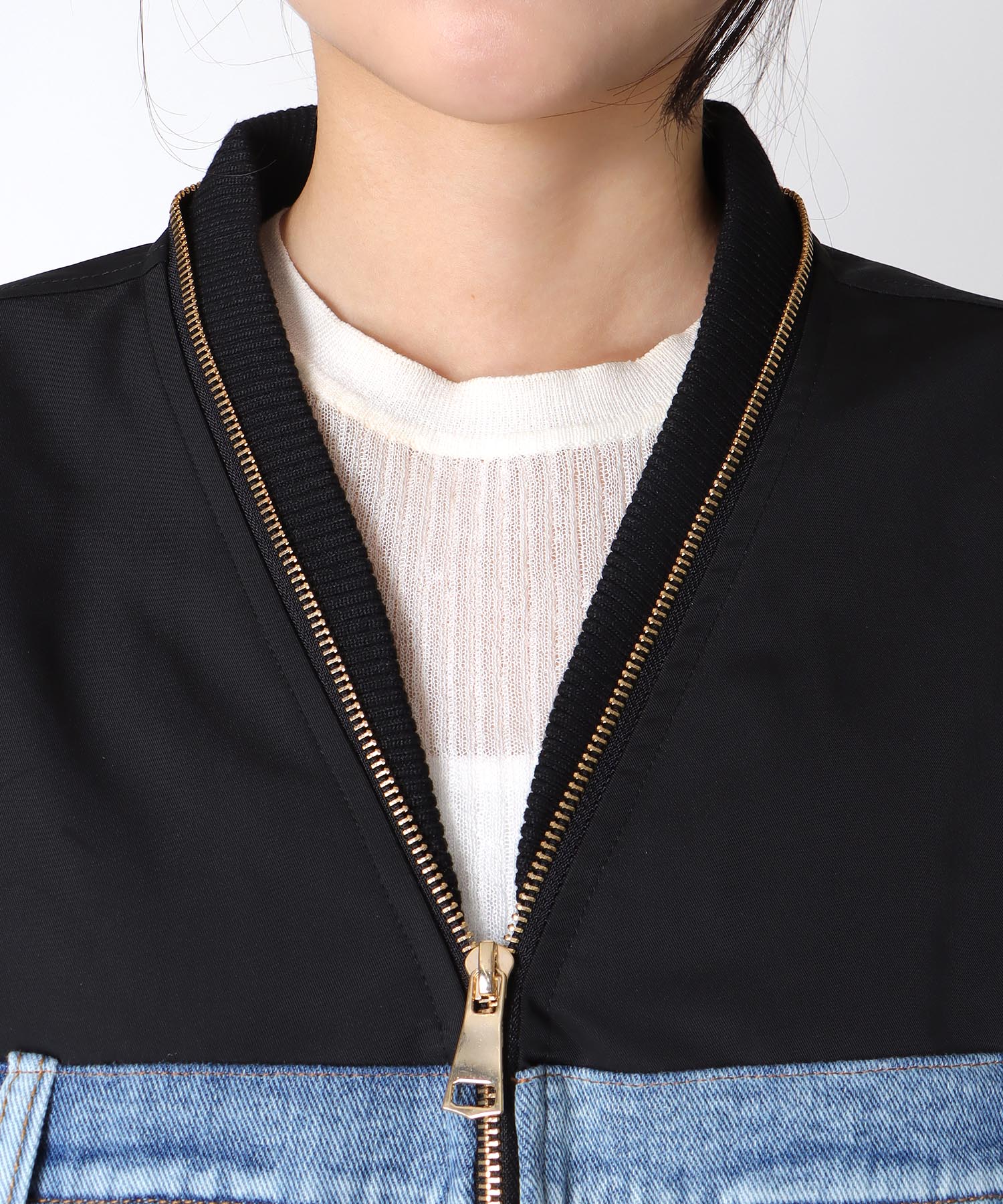 デニムチュールドッキングブルゾン