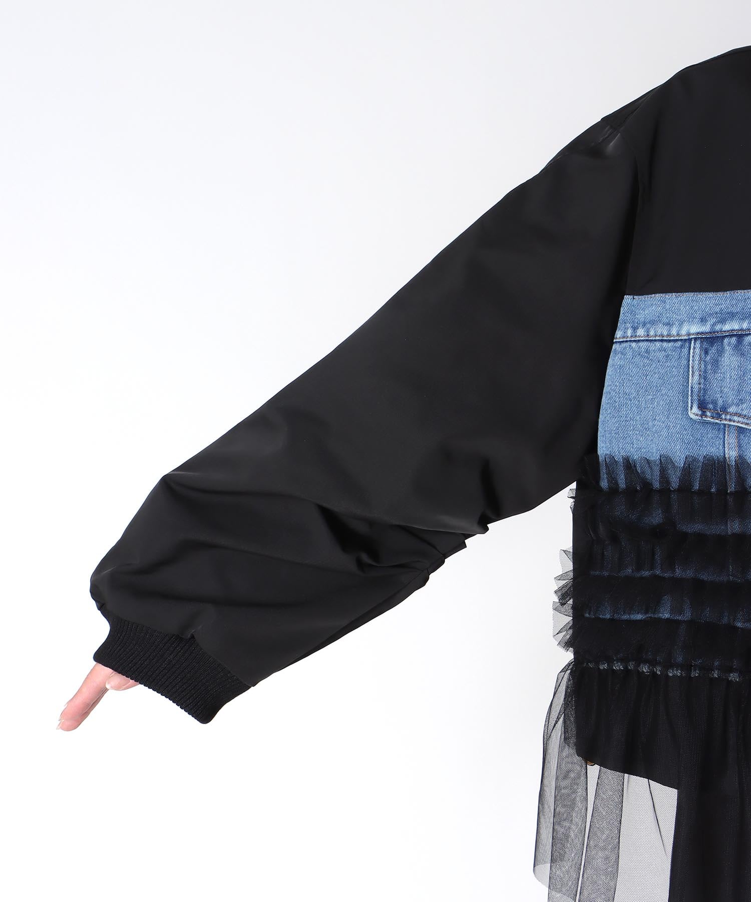 デニムチュールドッキングブルゾン