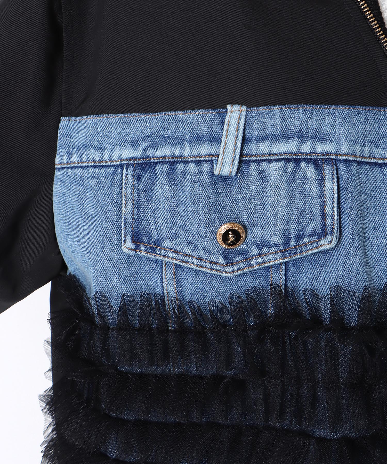 デニムチュールドッキングブルゾン