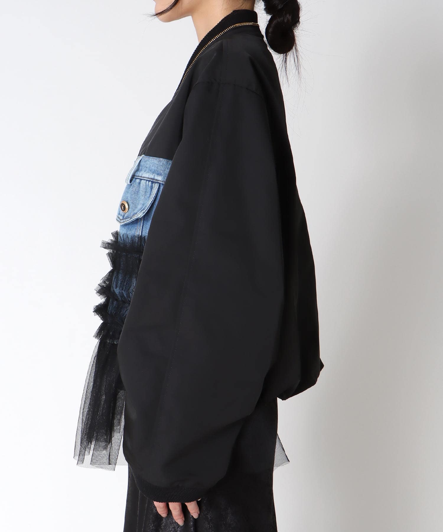 デニムチュールドッキングブルゾン