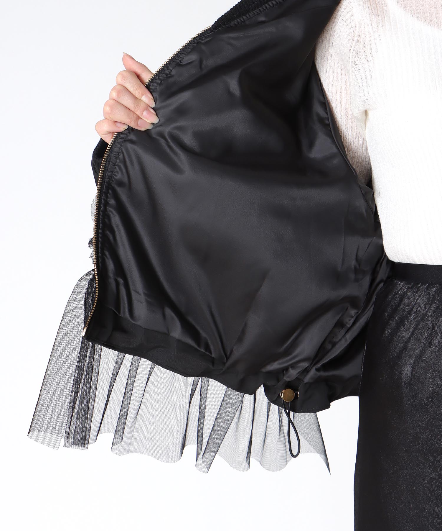 デニムチュールドッキングブルゾン