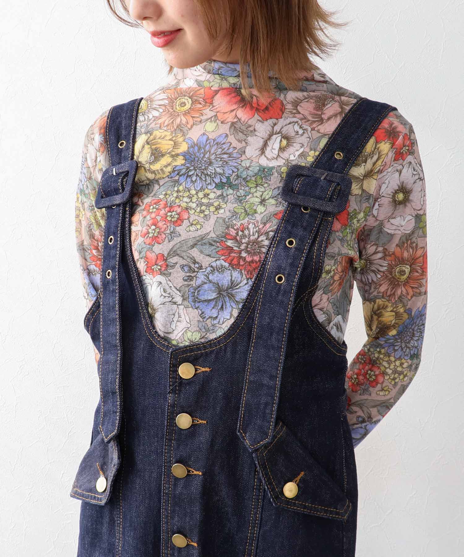 フロントボタンデニムワンピース