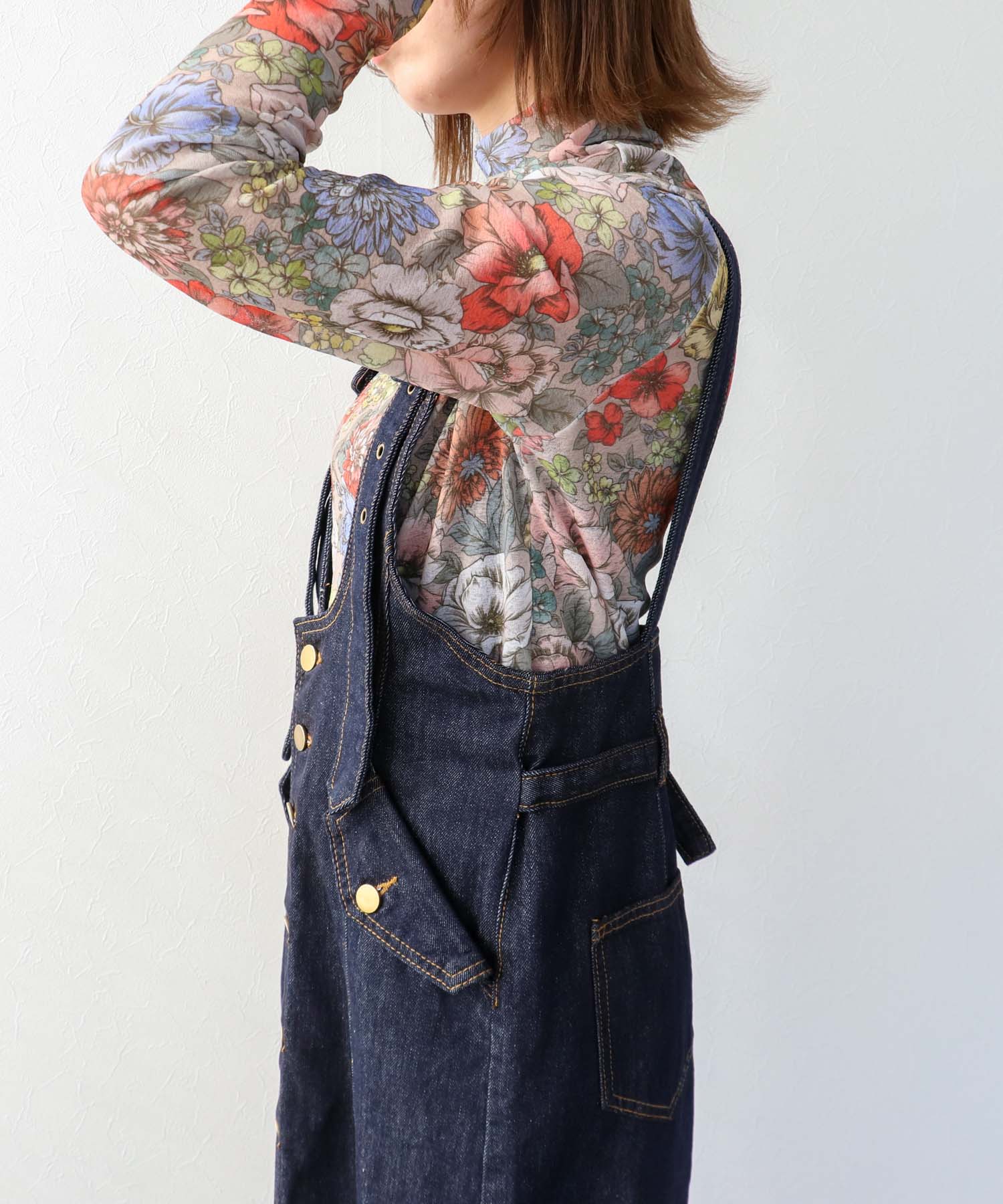 フロントボタンデニムワンピース