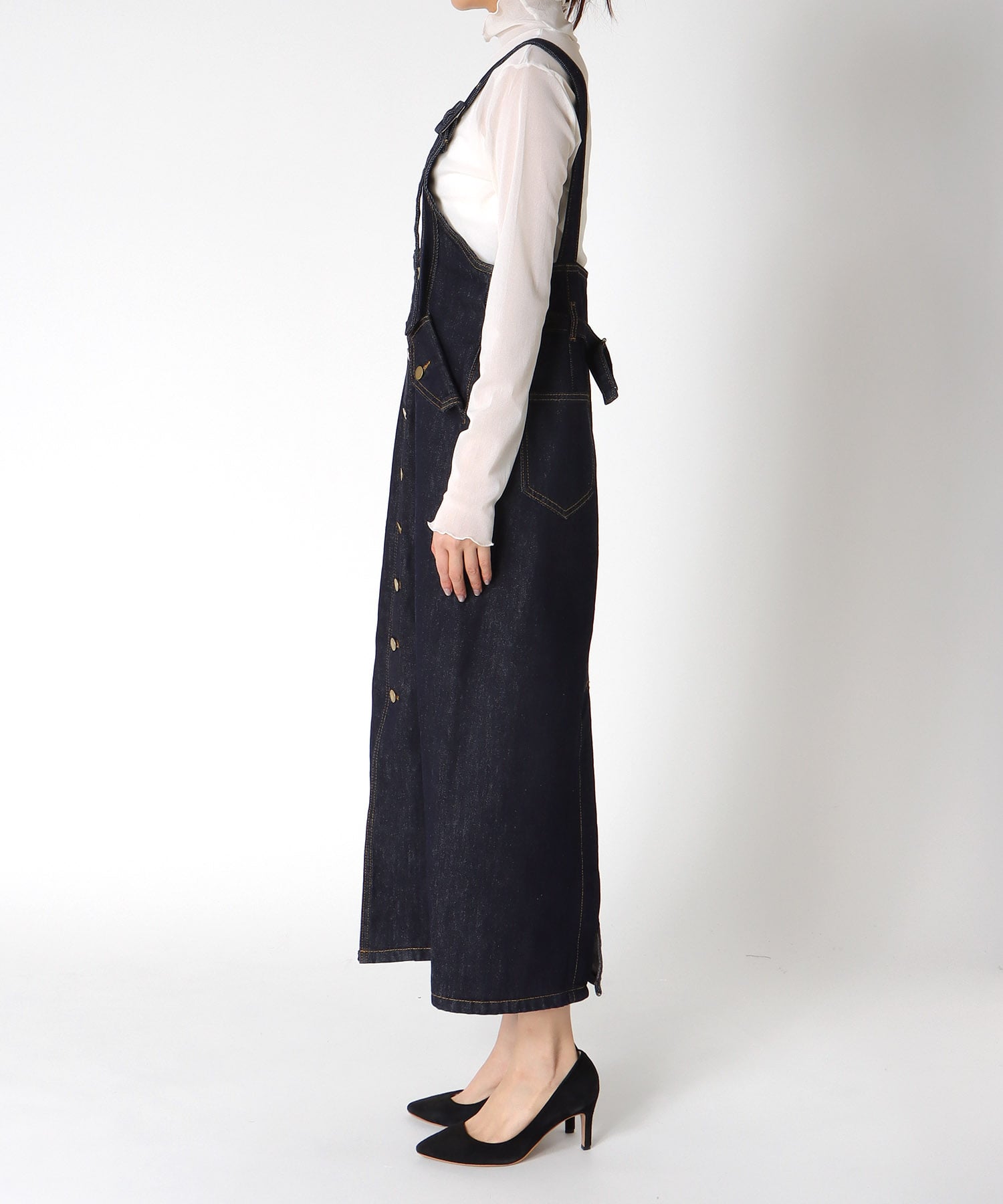 フロントボタンデニムワンピース