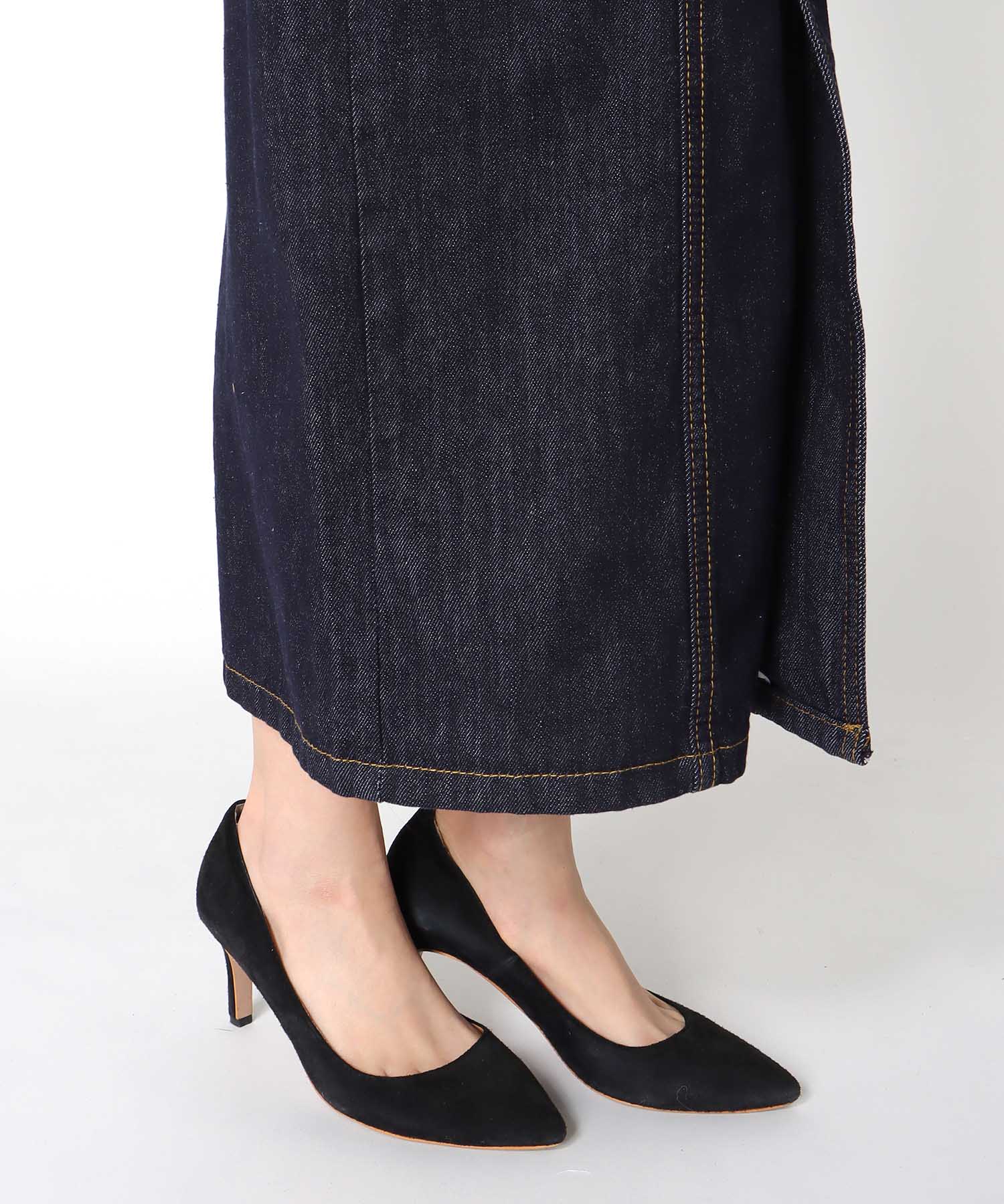 フロントボタンデニムワンピース