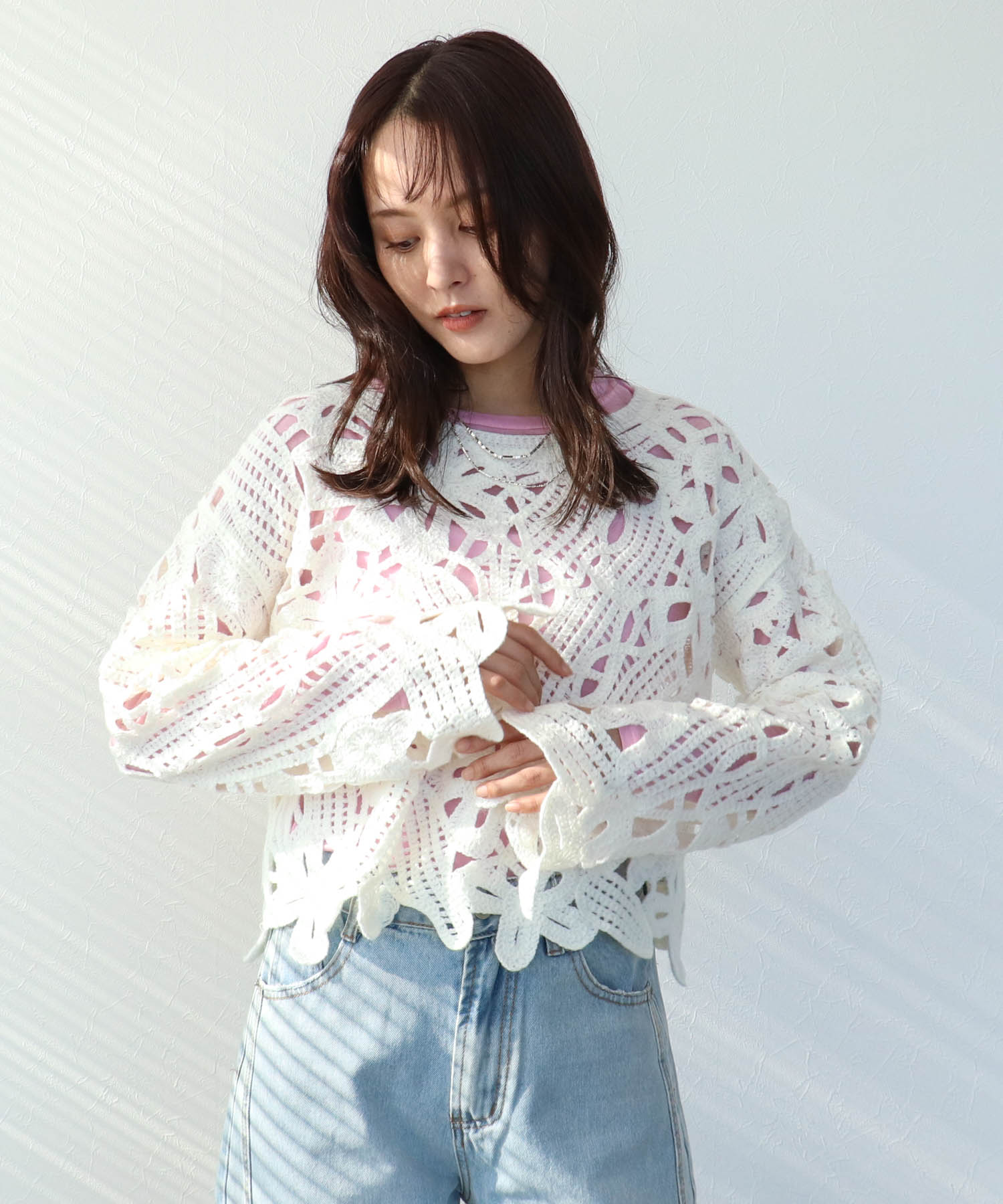 カギ針風フラワープルオーバー