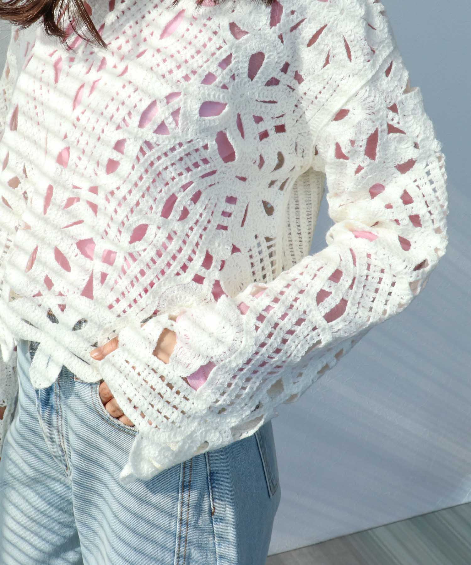 カギ針風フラワープルオーバー