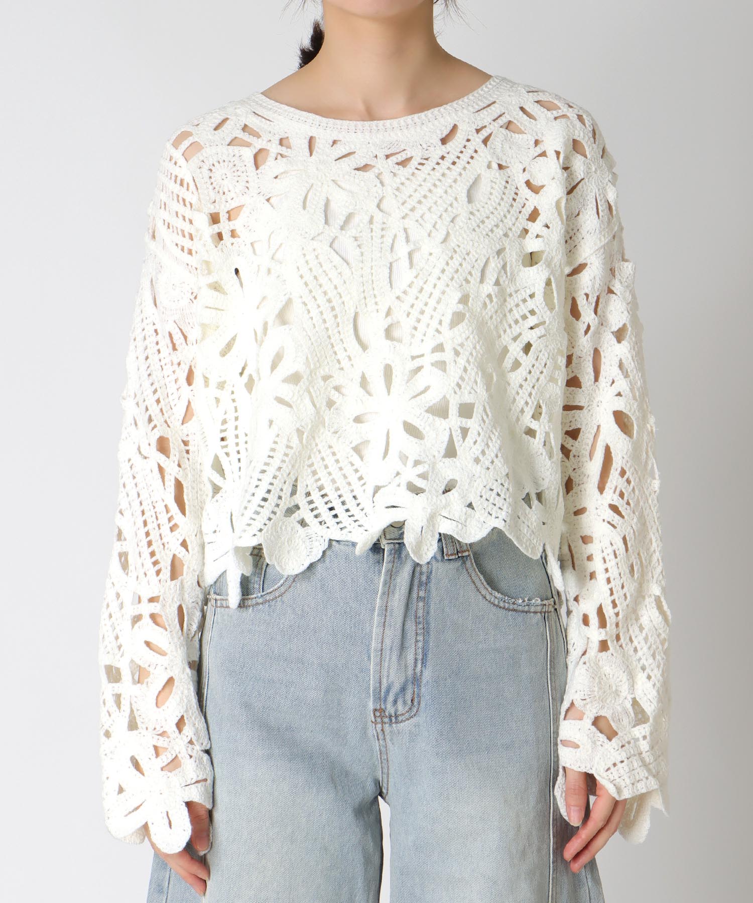 カギ針風フラワープルオーバー