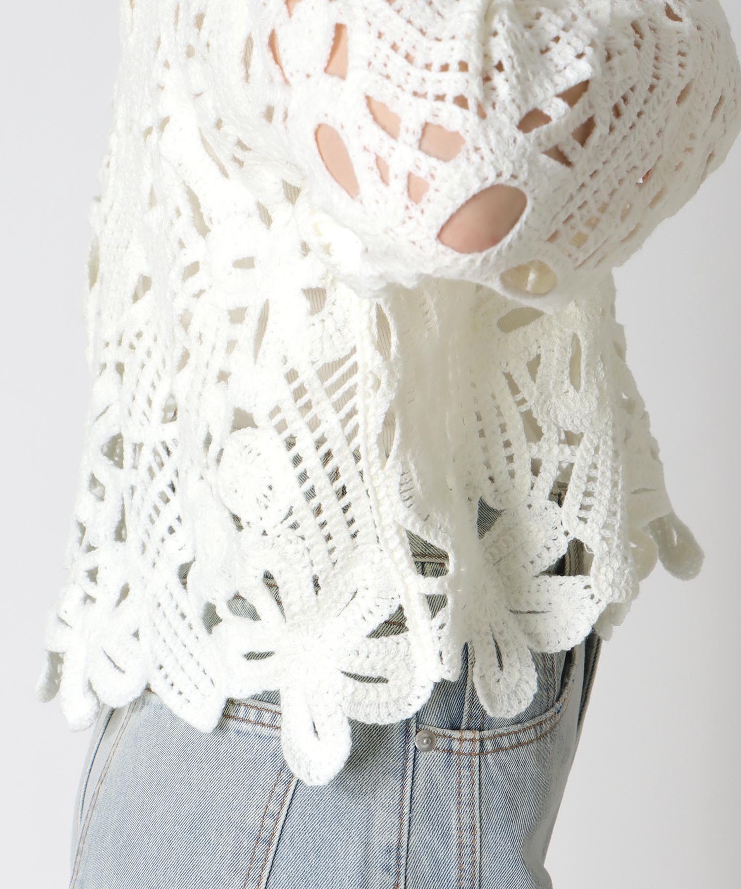 カギ針風フラワープルオーバー