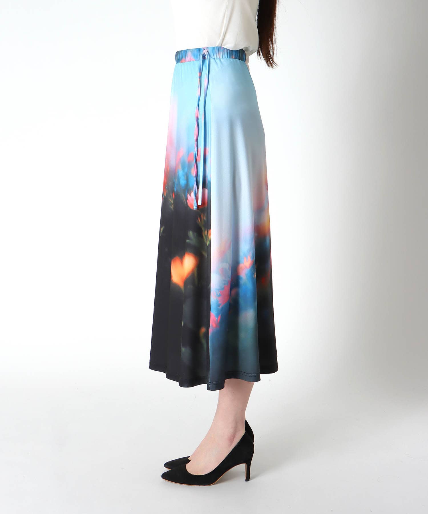 フラワー転写プリントスカート