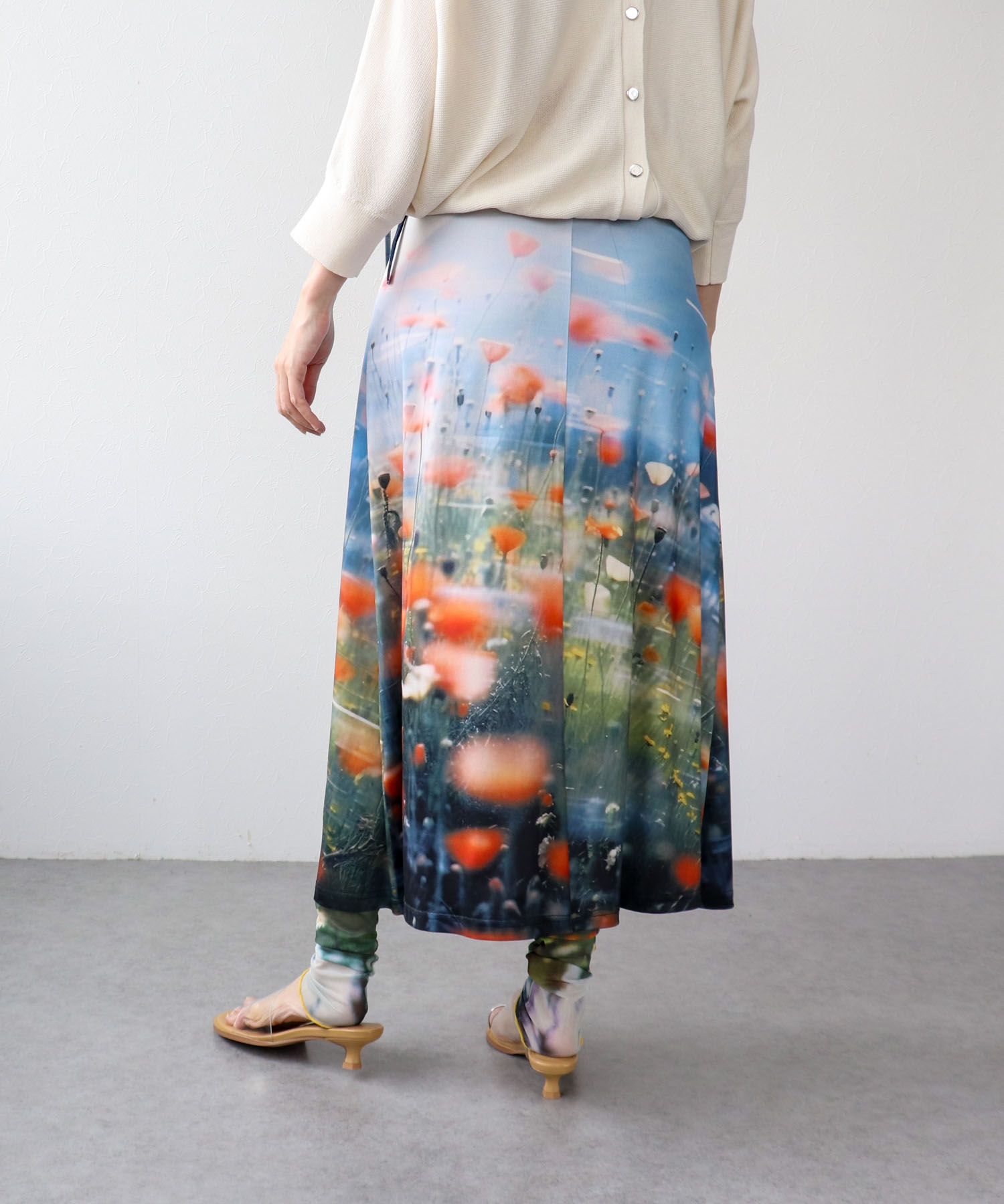 フラワー転写プリントスカート