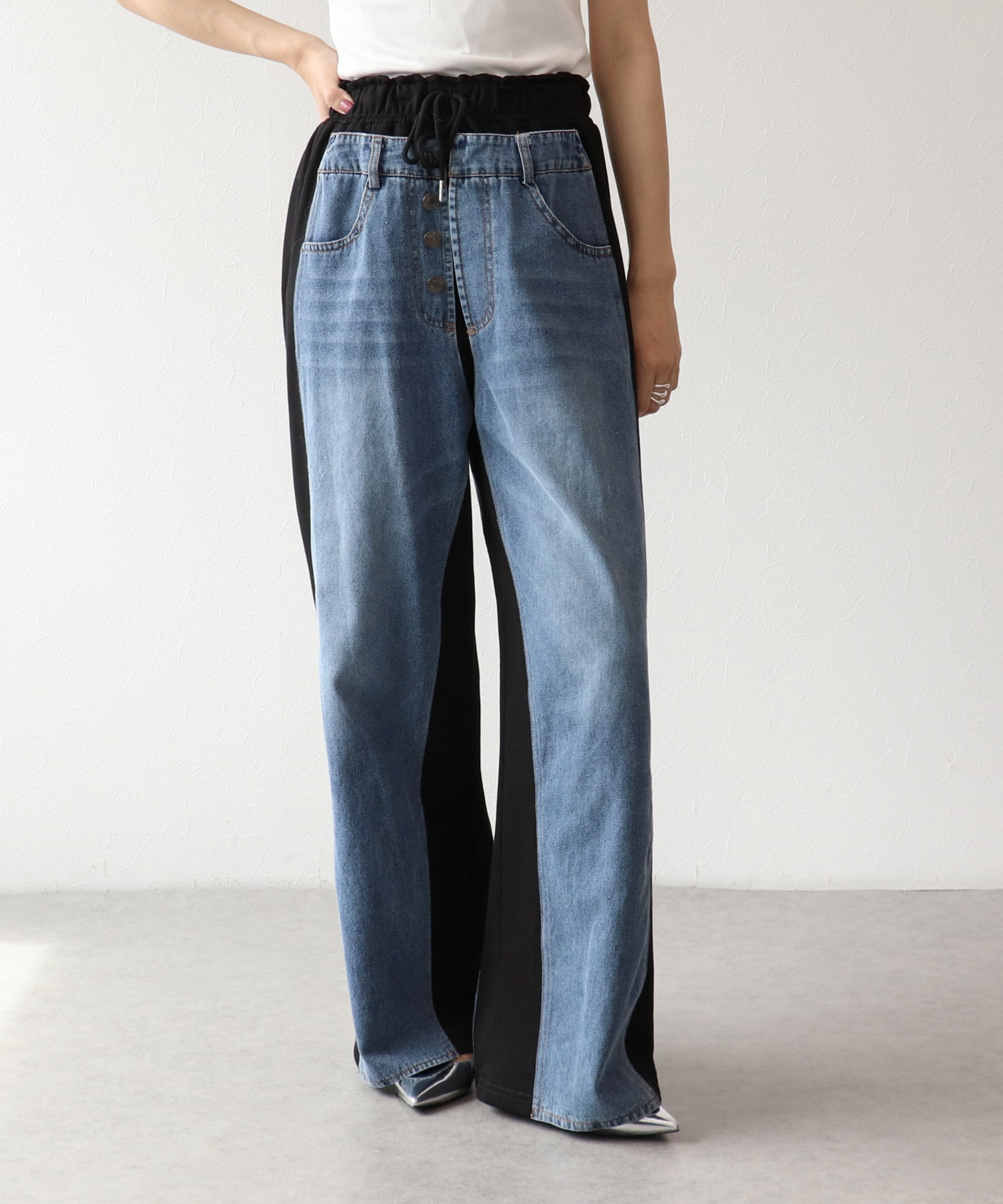 デニムリメイクライクスエットパンツ