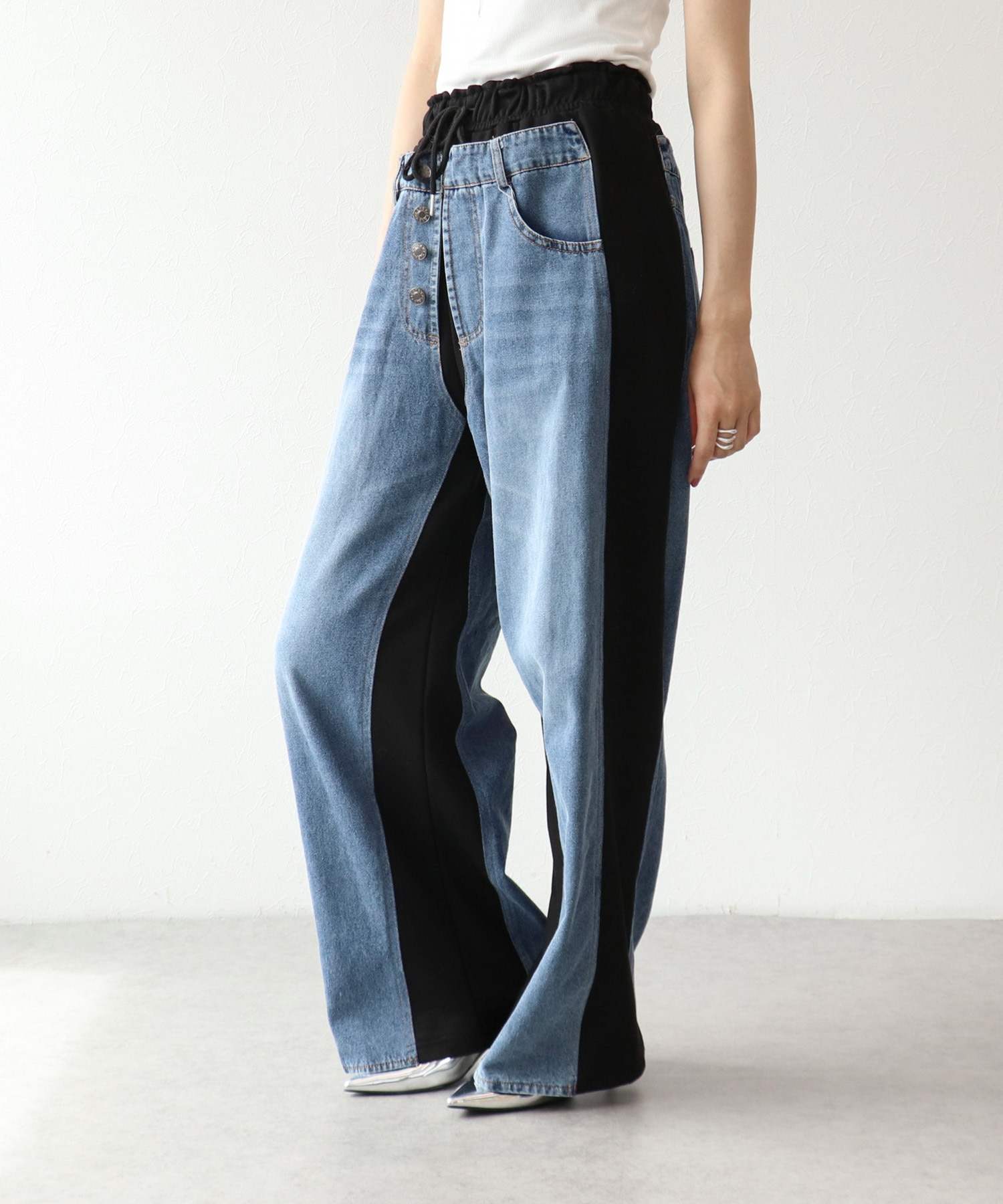 デニムリメイクライクスエットパンツ