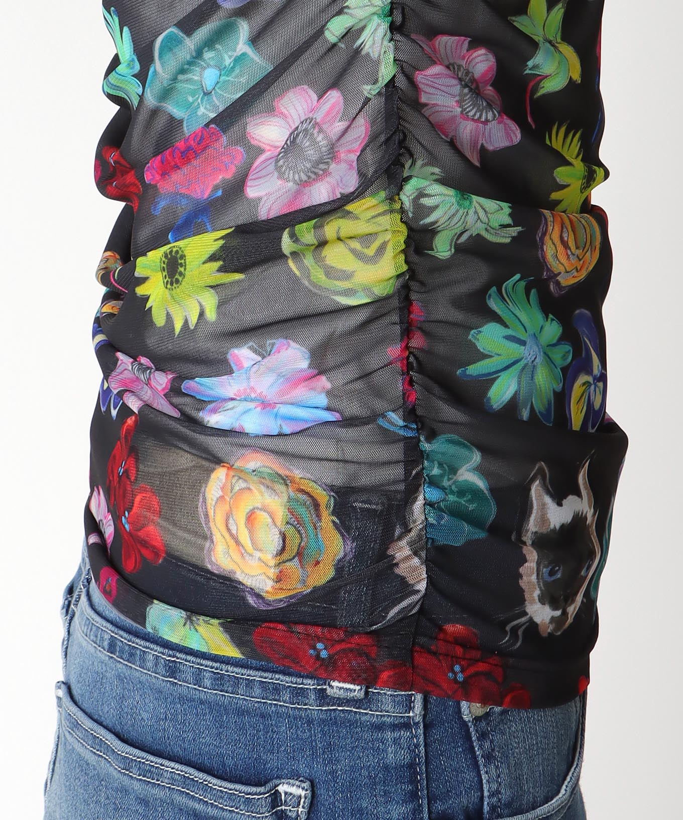 【バラ色の帽子コラボ】プリントシアートップス