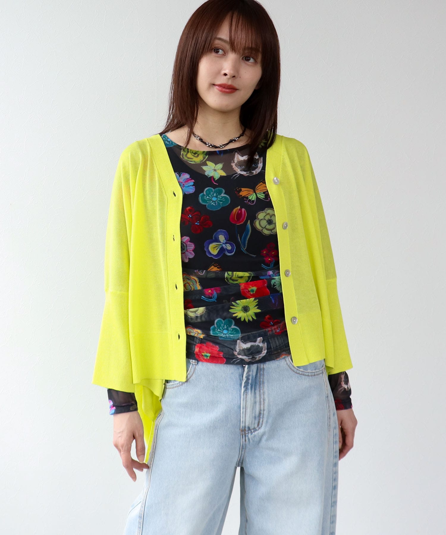 【バラ色の帽子コラボ】プリントシアートップス