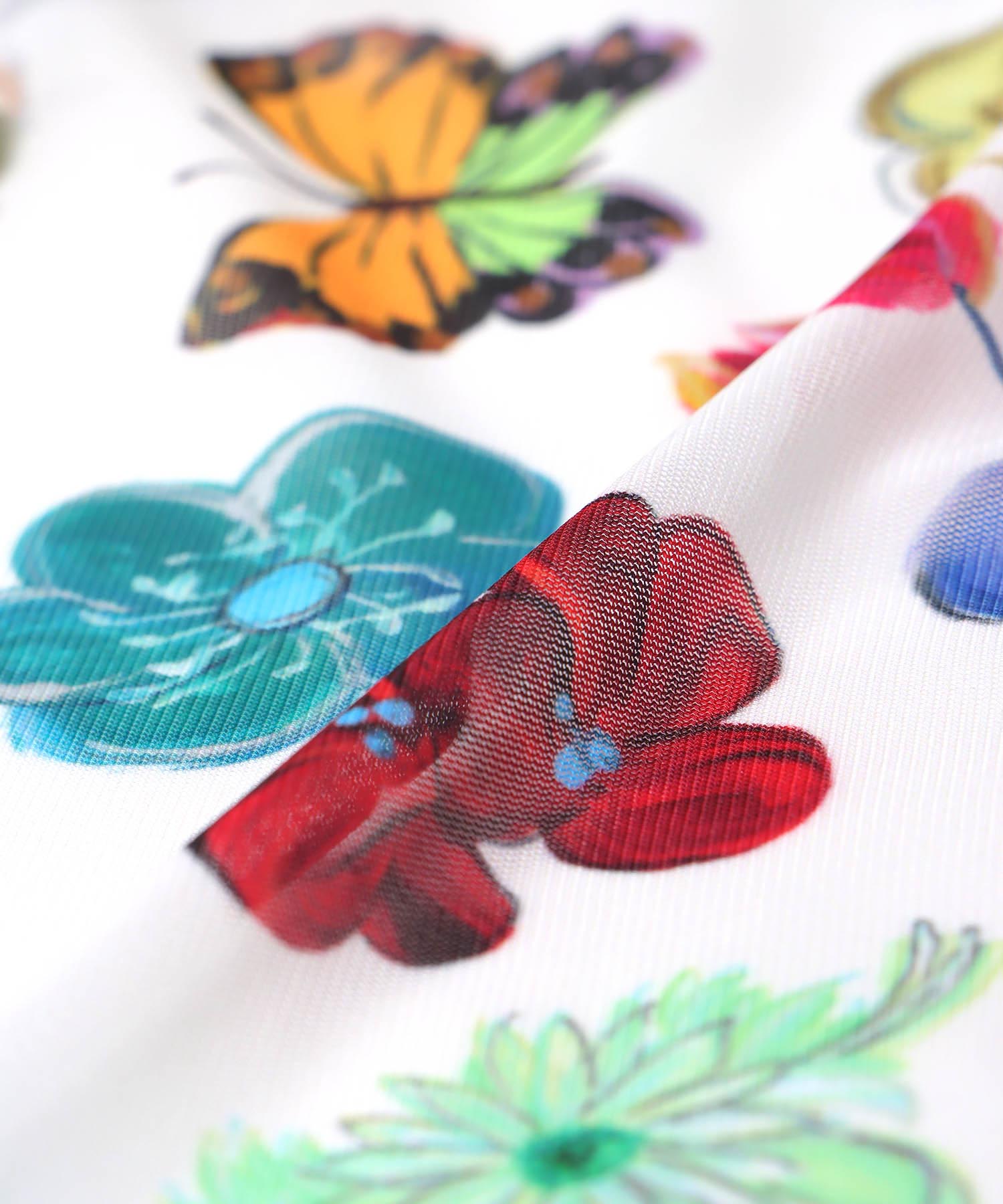 【バラ色の帽子コラボ】プリントシアートップス