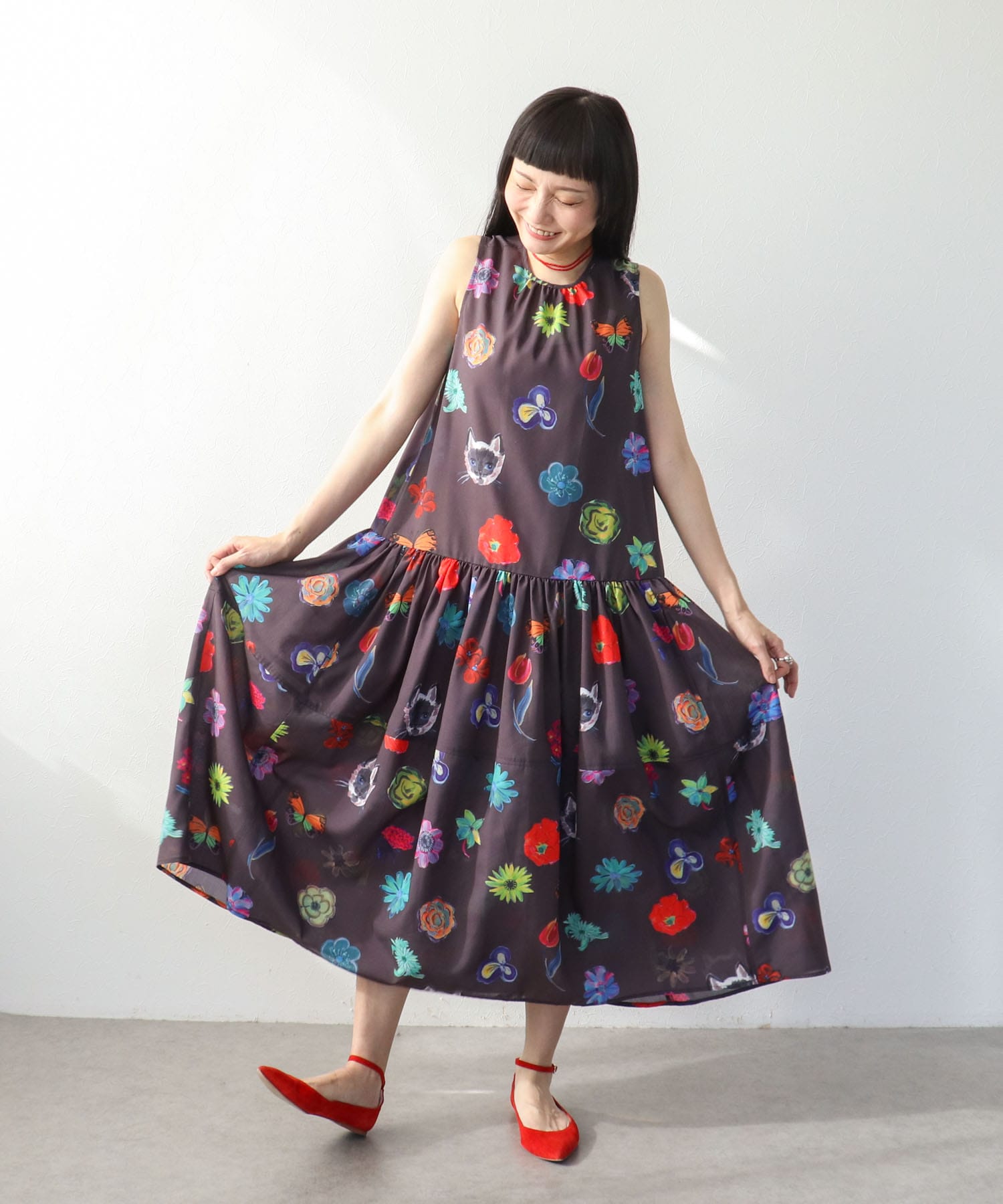 ≪4/16(木)予約開始≫【バラ色の帽子コラボ】プリントワンピース